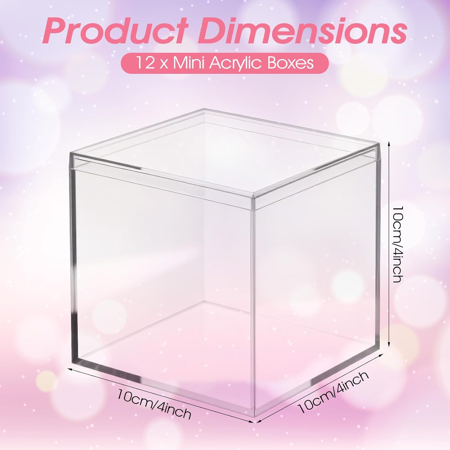 ODM 12Pcs Clear Acrylic Box with lid 4 x 4 x 4 Inch Small Acrylic Box Plastic Square Cube Decorative Storage Boxs Mini Acrylics Containers Display Boxes Display Case Container for Candy Jewelry Tiny Items Custom Logo Service