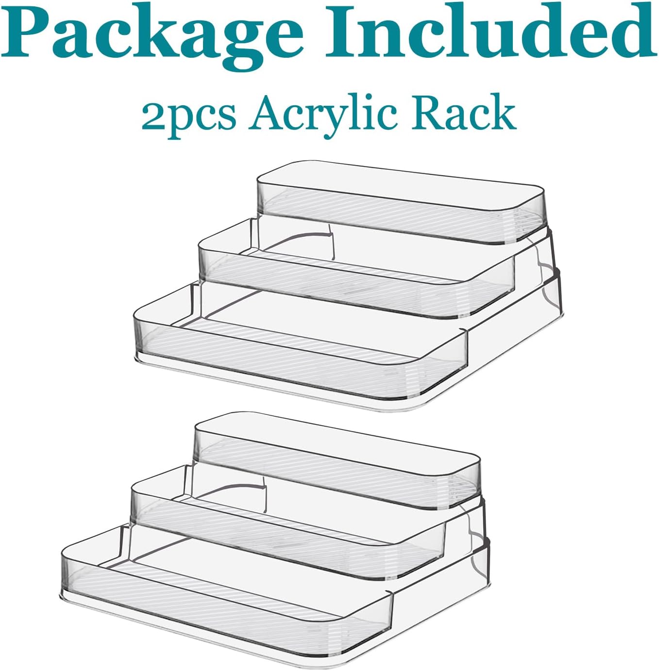 Private Label 2pcs Acrylic Rack, No Assembly Clear 3 Tier Condiment Bottle Shelf Vanity Organizer for Cabinet Kitchen Bathroom Dropshipping Friendly