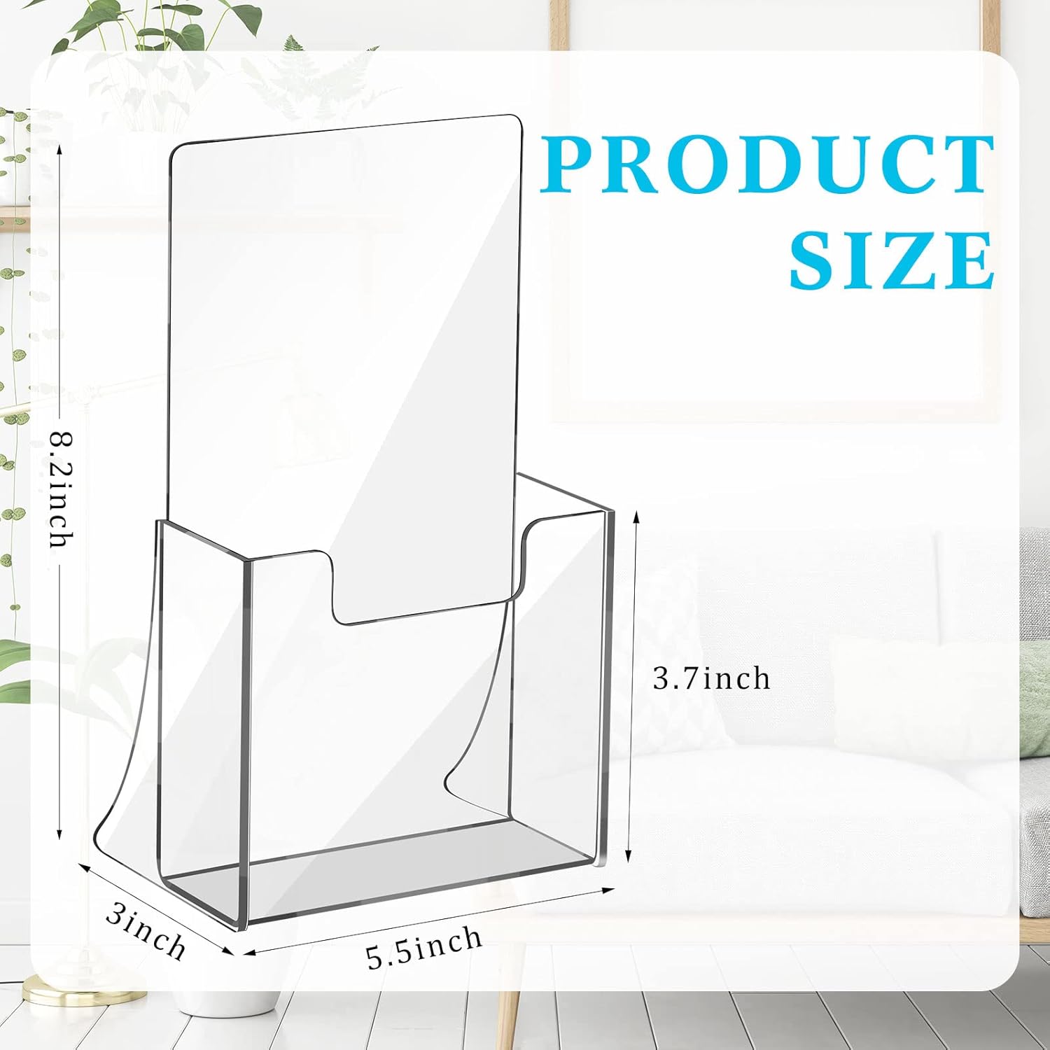 Wholesale 10 Pieces Acrylic Brochure Holder 8.2'' x 5.5'' Clear Acrylic Literature Holder Plastic Flyer Display Stand or Vendors, Brochure, Magazine, Pamphlet, Booklets, Menu China Factory Bulk Supply