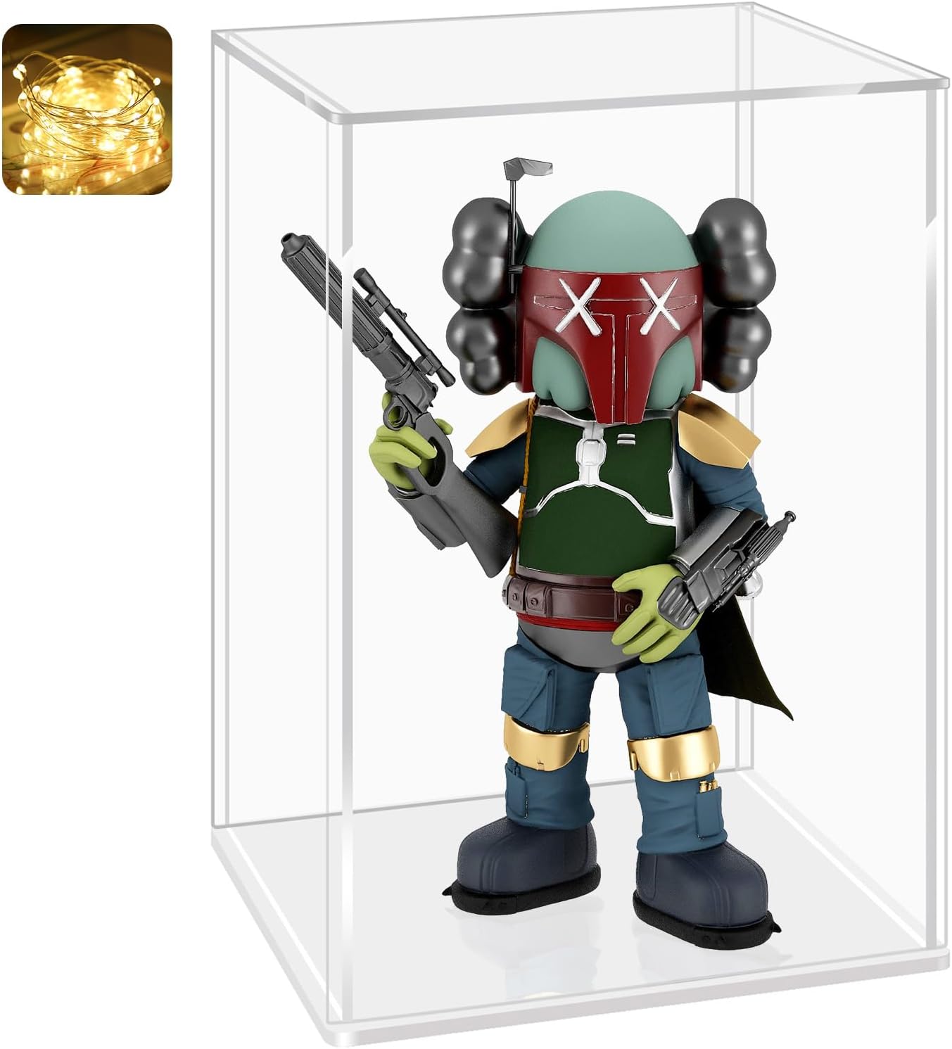 LANSCOERY Acrylic Display Case, Assemble Small Showcase Display Box for Collectibles, with Dustproof & Seamless Display Design, 4x4x6inch White Base