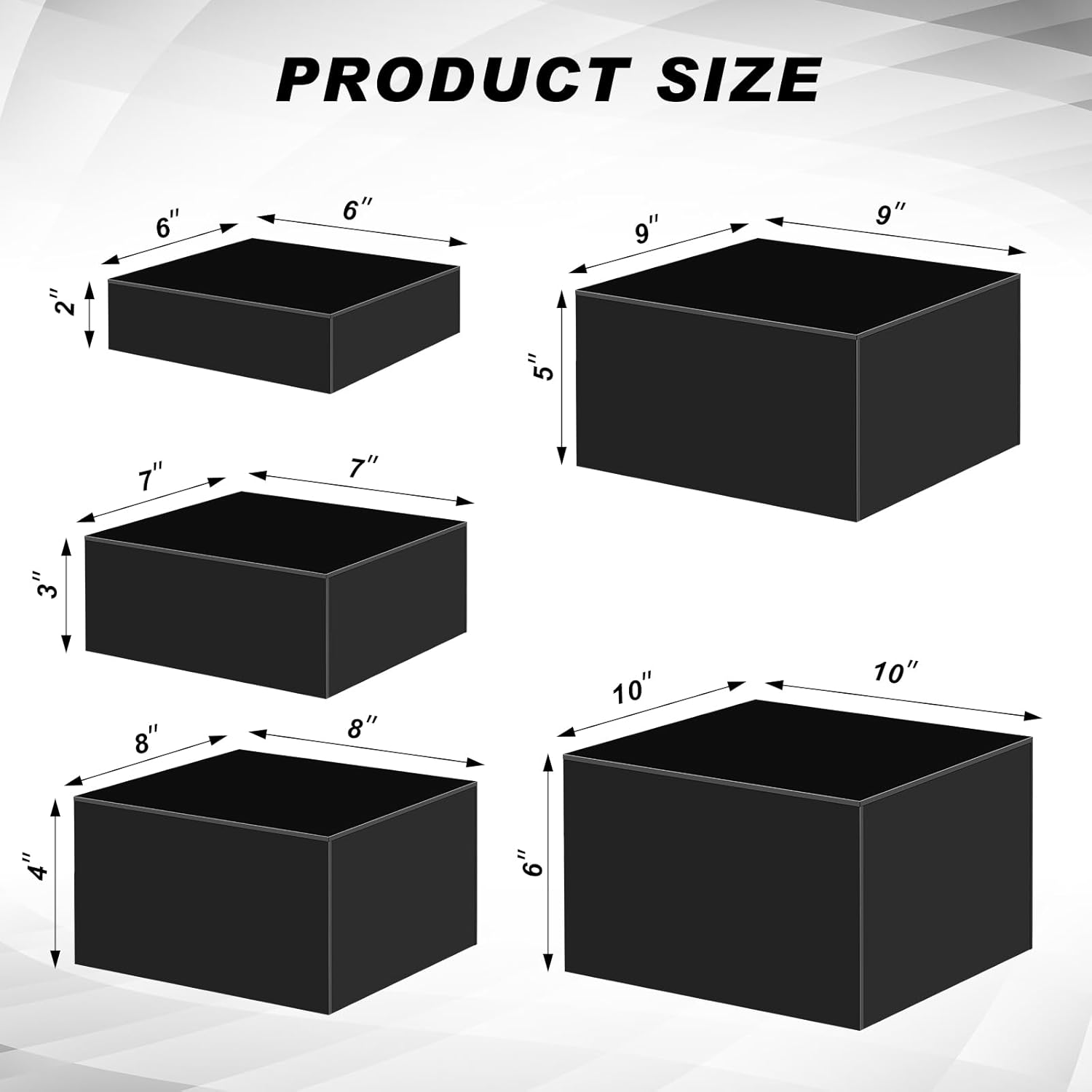 Private Label Sintuff Buffet Risers 5 Pcs Acrylic Food Display Cube for Buffet Table Dessert Cake Jewelry Figures Show Decor Acrylic Cube Boxes Nesting Risers with Hollow Bottoms(Black,6/7/8/9/10inch) OEM Wholesale Manufacturer