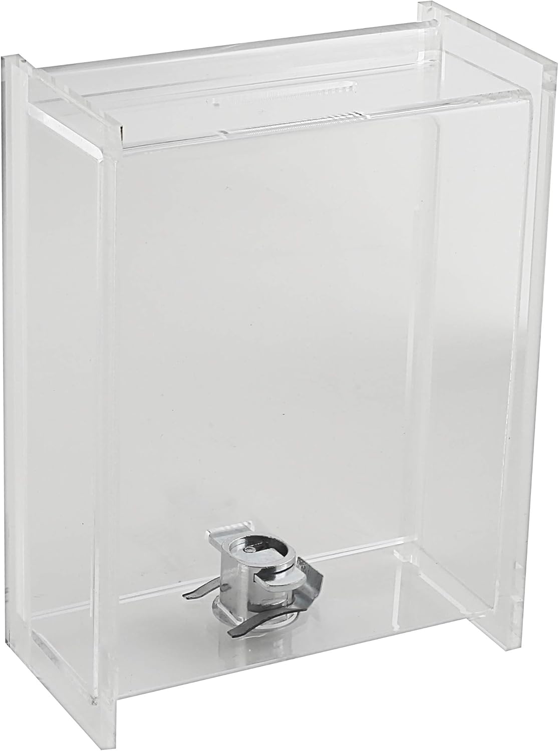 My Charity Boxes Rectangular Acrylic Donation Suggestion collection Box small Piggy Bank Tip & ticket Box Lock With set of keys W/sliding Door and Display area (Clear)