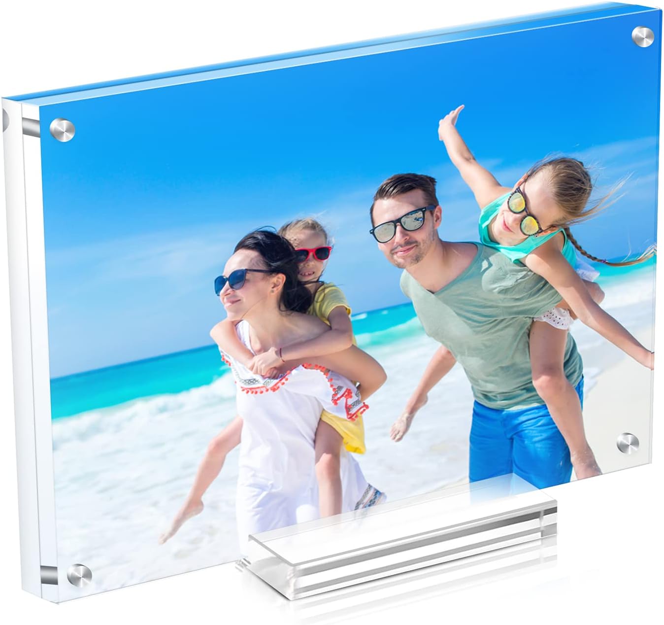 1 Pack Acrylic Picture Frame 11×14 Clear Double Sided Magnetic Photo Frame - Frameless Baby Friend Family Picture Desktop Display with Support Stand and Gift Boxes