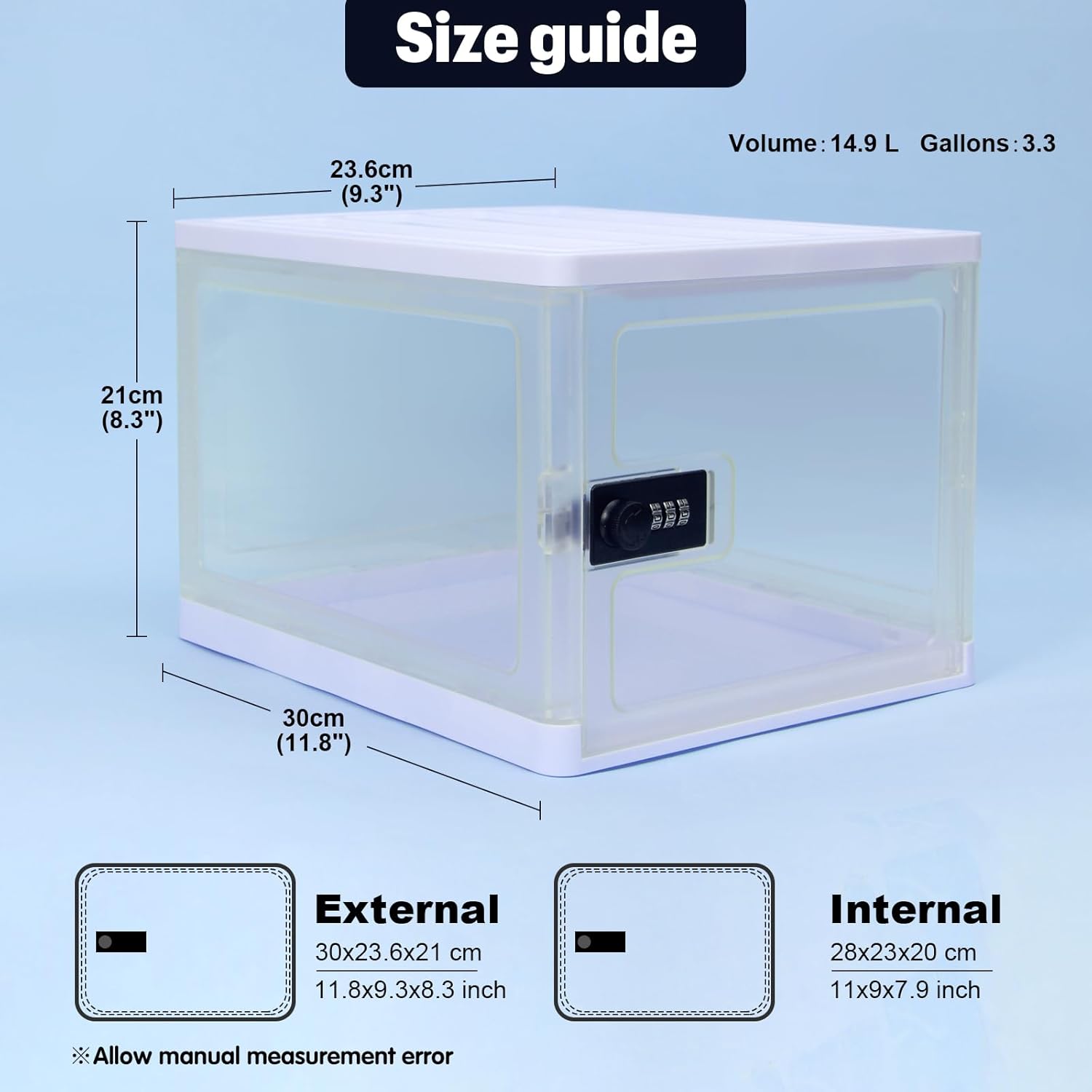 Private Label Clear Lockable Storage Box for Food，Tech and Home Safety, Medicine Lock Box for Safe Medication,Lockable Storage Bin，Refrigerator Storage Bins, Tablet Phone Jail Lock Box (Clear) Custom Mold Development