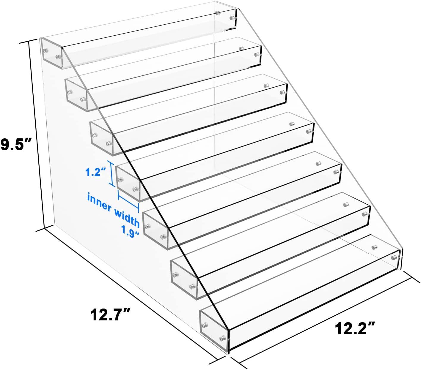 Private Label Tiered Spice Rack Acrylic, 7 Tier Clear Spice Rack Organizer for Cabinet, Vertical Spice Rack Shelf Durable Kitchen Seasoning Organizer for Countertop, Cabinet, Pantry, Kitchen Storage (7 Tier) Dropshipping Friendly