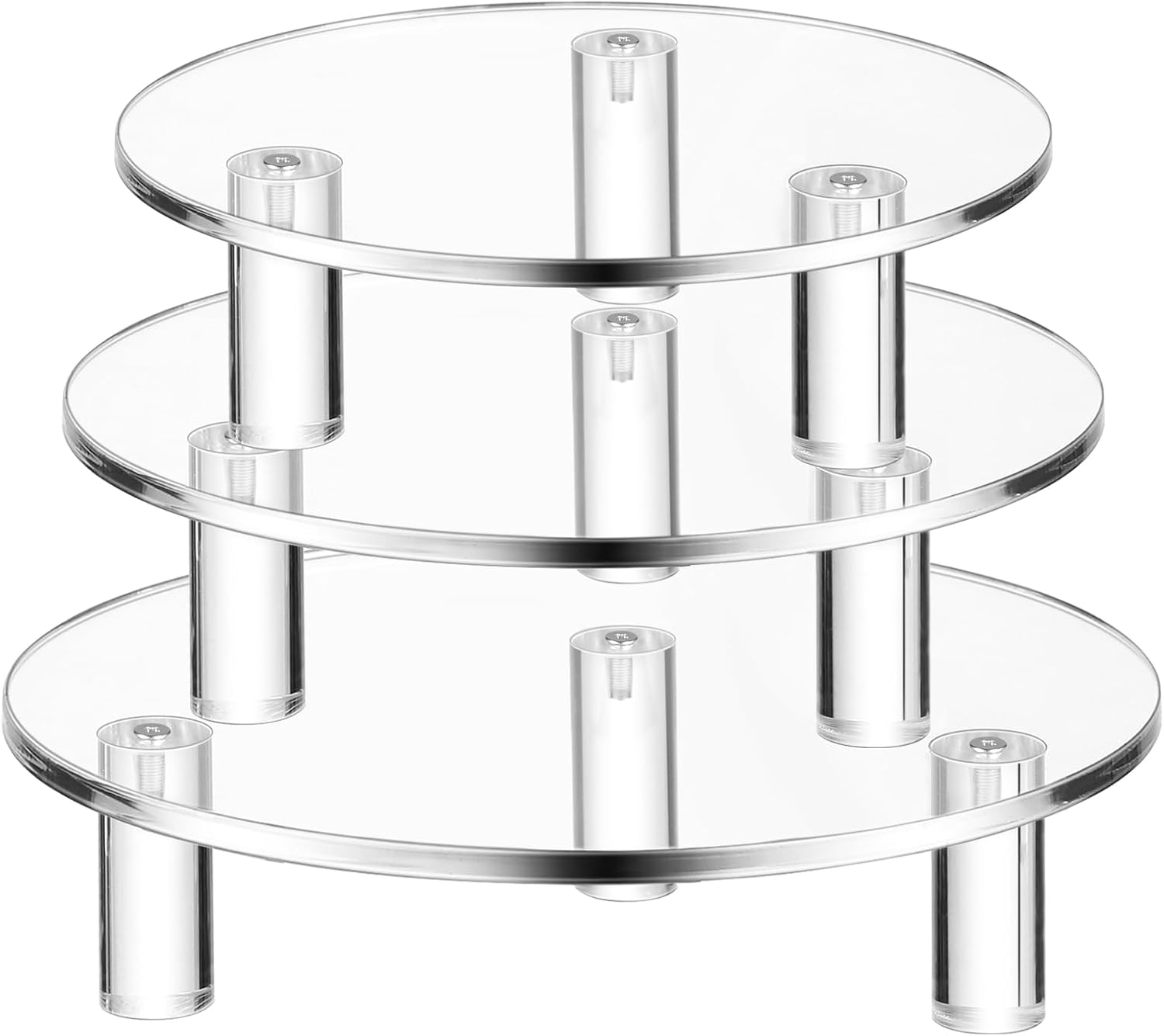 3 Pcs Round Acrylic Display Riser Clear Round Stands Clear Pedestal Riser Board for Home Decor and Organizer(5'',6'',8'')