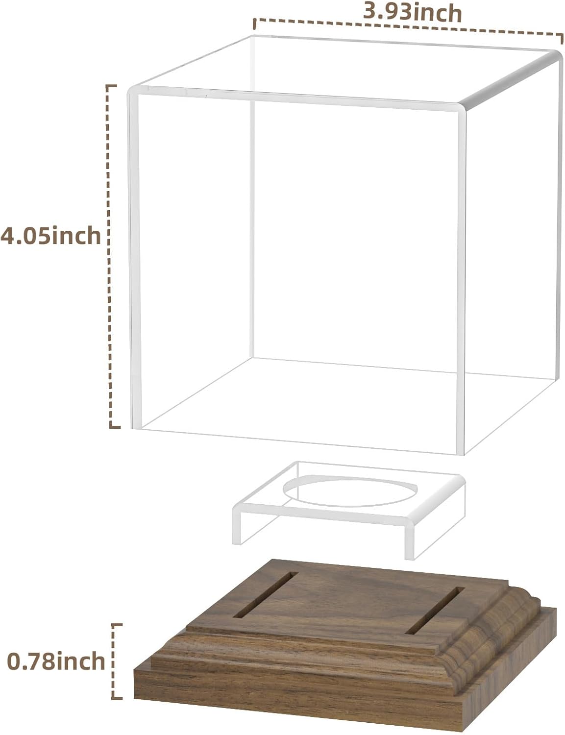 ODM Baseball Case Display for Balls Walnut Wood Base Acrylic Baseball Display Case Baseball Holder Stand Cube Memorabilia Showcase Autograph Ball Protector for Official Size Ball Display Custom Logo Service