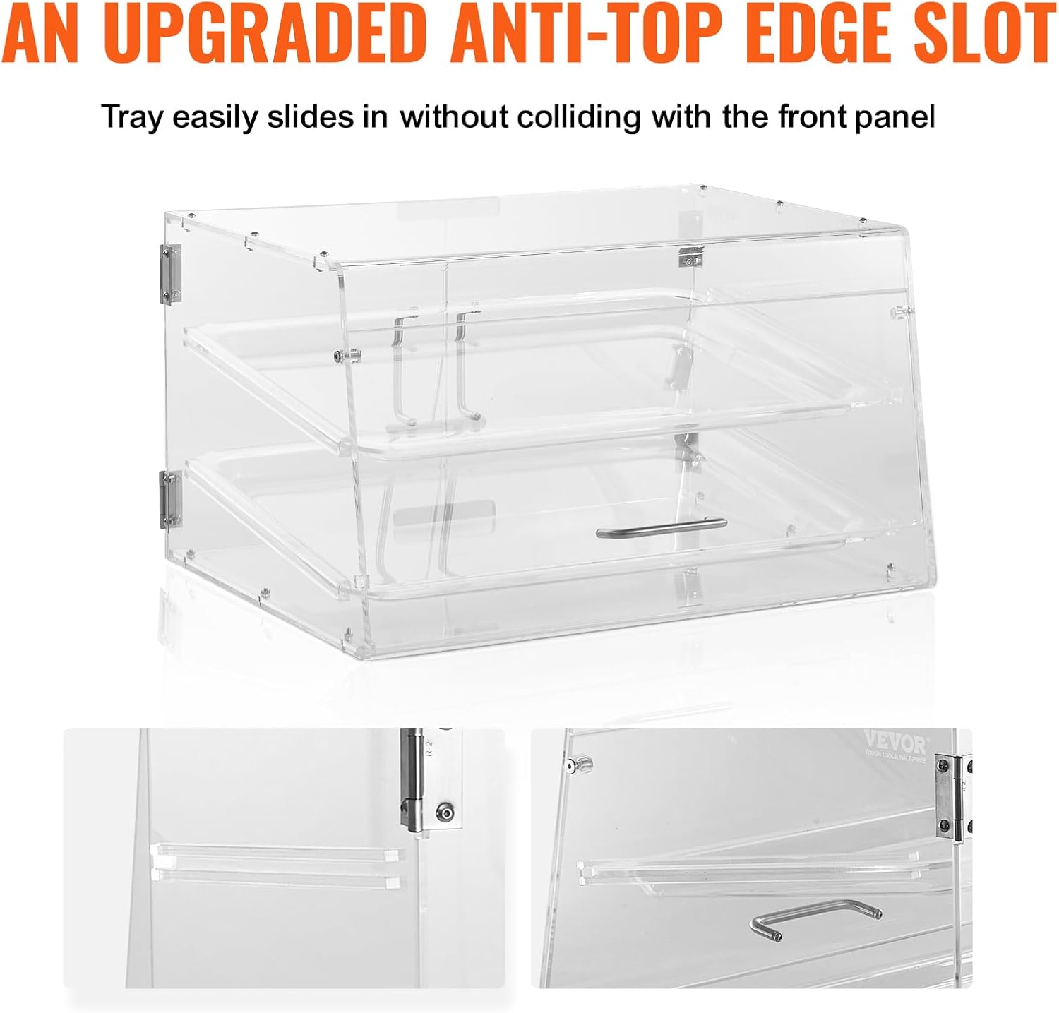 Wholesale OEM ODM VEVOR Pastry Display Case, 2-Tier Commercial Countertop Bakery Display Case, Acrylic Display Box with Rear Door Access & Removable Shelves, Keep Fresh for Donut Bagels Cake Cookie, 20.7"x13.2"x11.9" Factory & Supplier