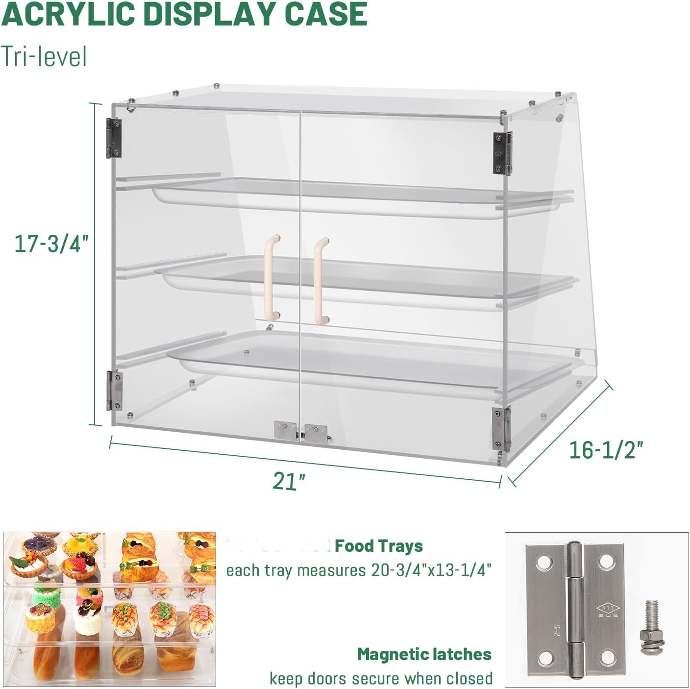 Wholesale OEM ODM YBSVO 3 Tray Commercial Countertop Bakery Display Case with Rear Doors - 21" x 17 3/4" x 16 1/2" Factory & Supplier