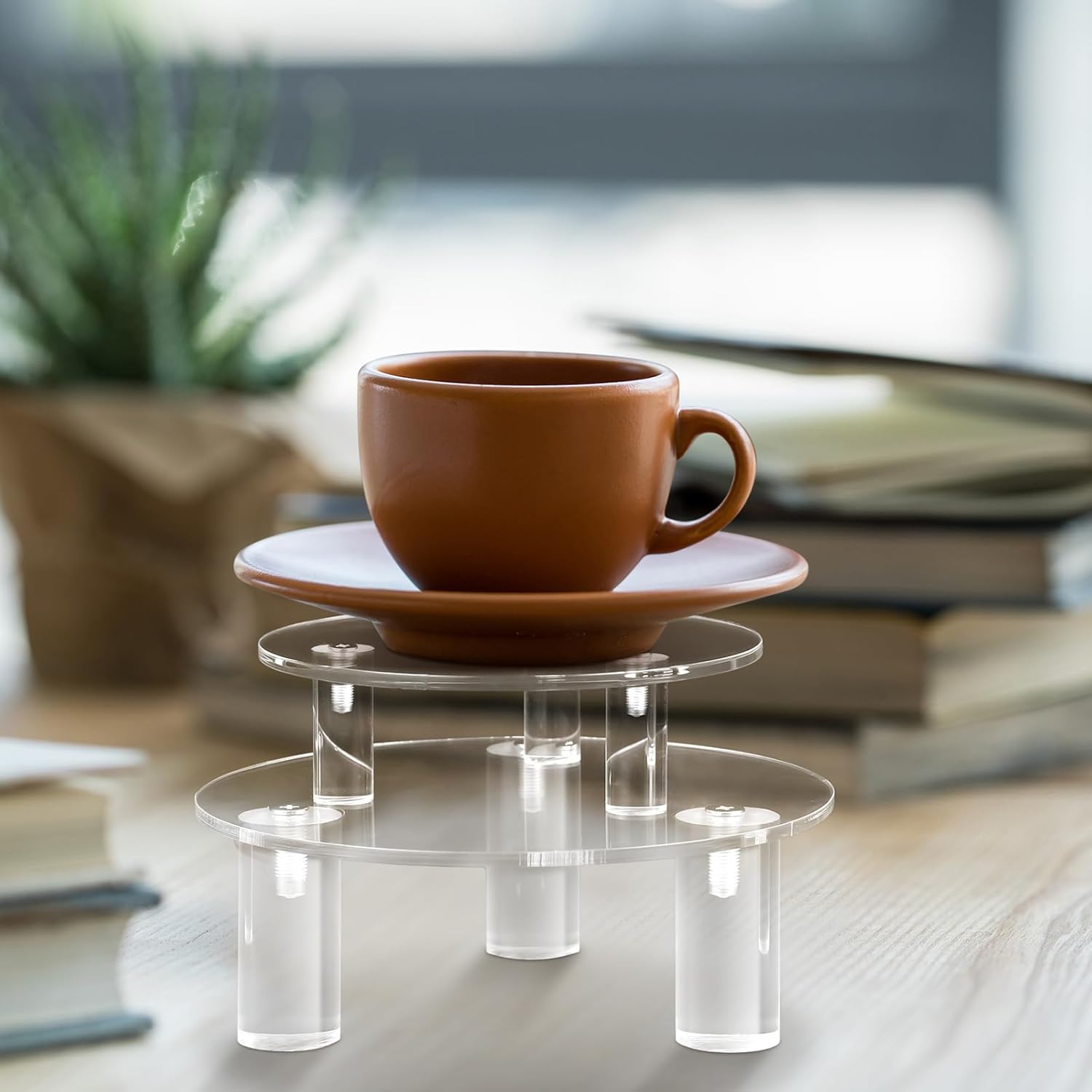 Private Label 3 Pcs Round Acrylic Display Riser Clear Round Stands Clear Pedestal Riser Board for Home Decor and Organizer(5'',6'',8'') OEM Wholesale Manufacturer