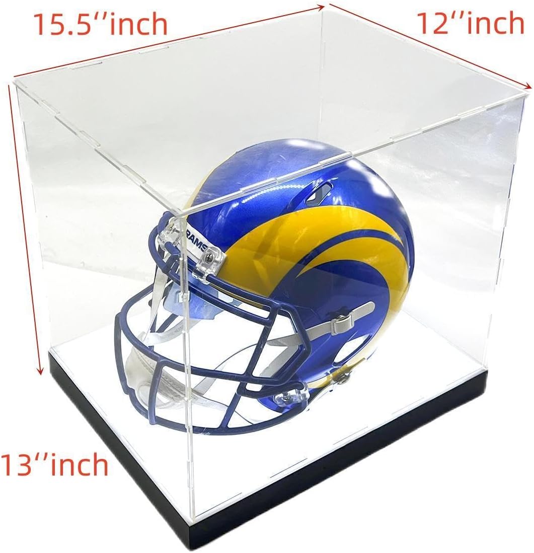 Private Label LED Lights Full Size Football Helmet Sneaker Mirror Memorabilia Storage Box Acrylic Display Case (Football Helmet Bottom) Ecommerce Ready Product