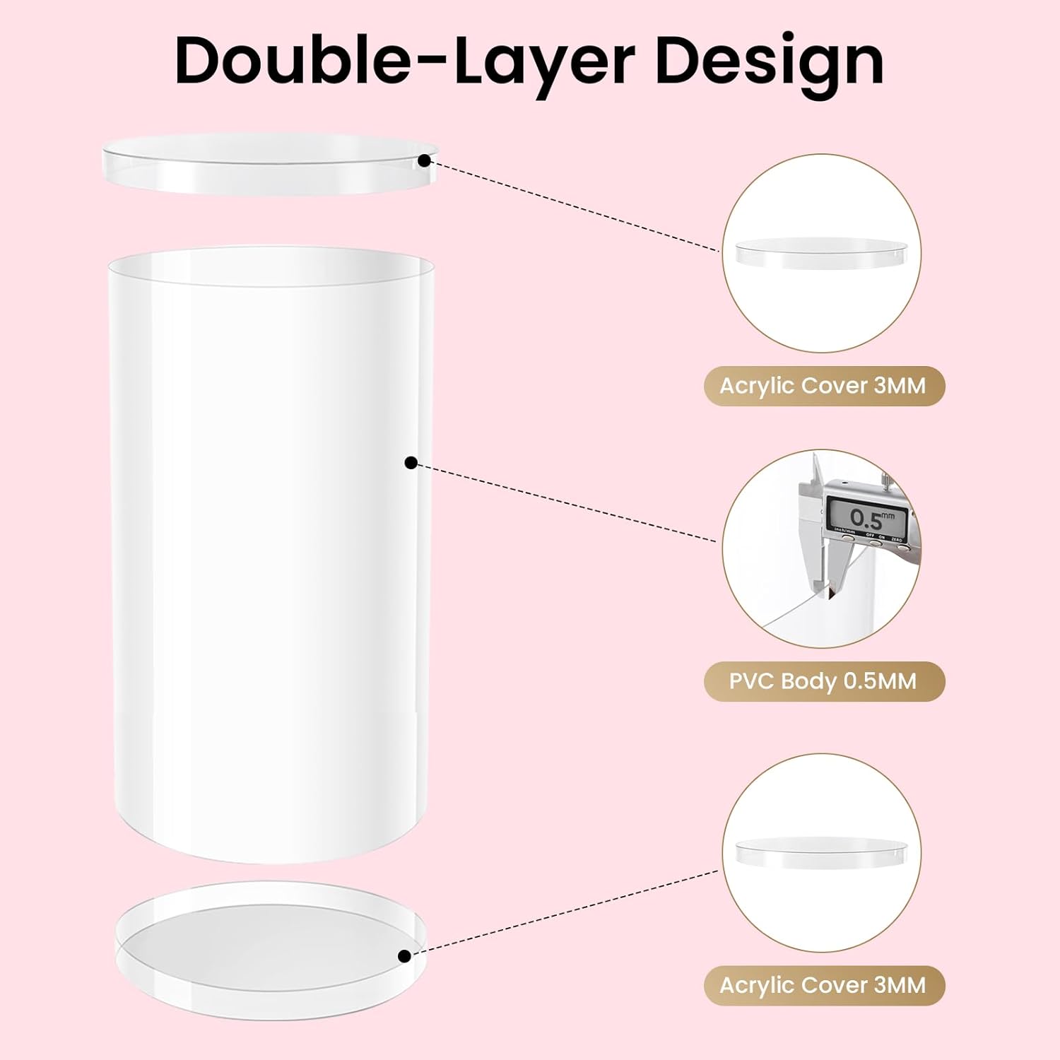 Private Label Cylinder Pedestal Stands for Party – 3 Pcs Clear Acrylic Display Pedestals for Wedding, Birthday, Party and Event Decoration – 35.4''H, 29.5''H, 23.6''H OEM Wholesale Manufacturer