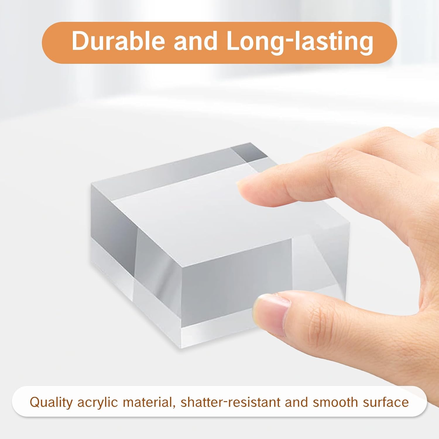 ODM NIIIYTYB Acrylic Blocks Square Display Block 2x1 Inch Small Cube Riser Stand Clear Glass Like Base Stands for Jewelry Crafts Rings and Pieces Showcase Support Acrylic Cubes Bases Custom Logo Service