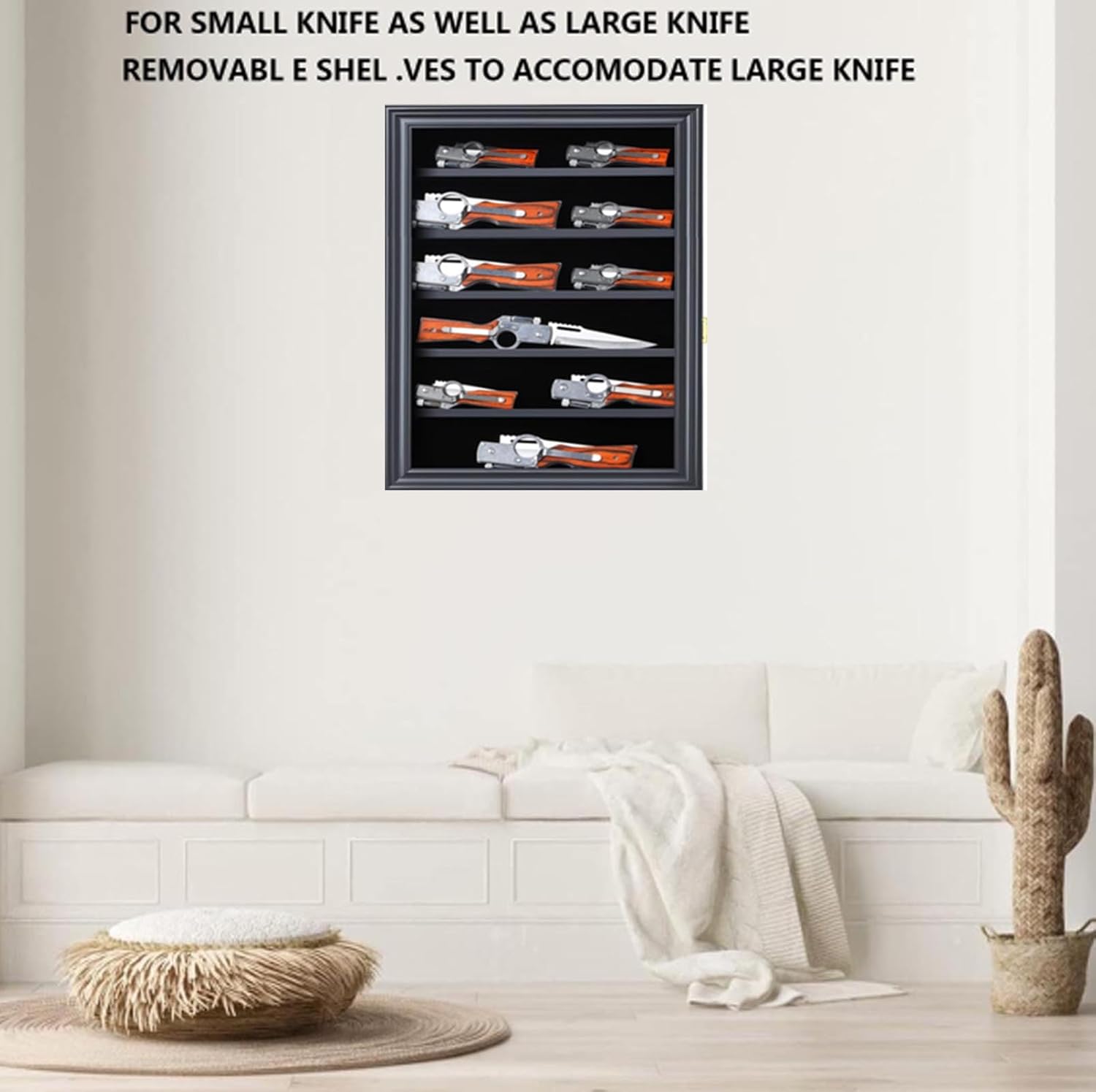 Private Label Military Folding Knife Shadow Box,Knife Display Case Pocket Knife Display Stand Acrylic Lockable Display Cabinet Wall Folding Knife Shadow Box with UV Protection for Military Knife Collection, Custom Mold Development