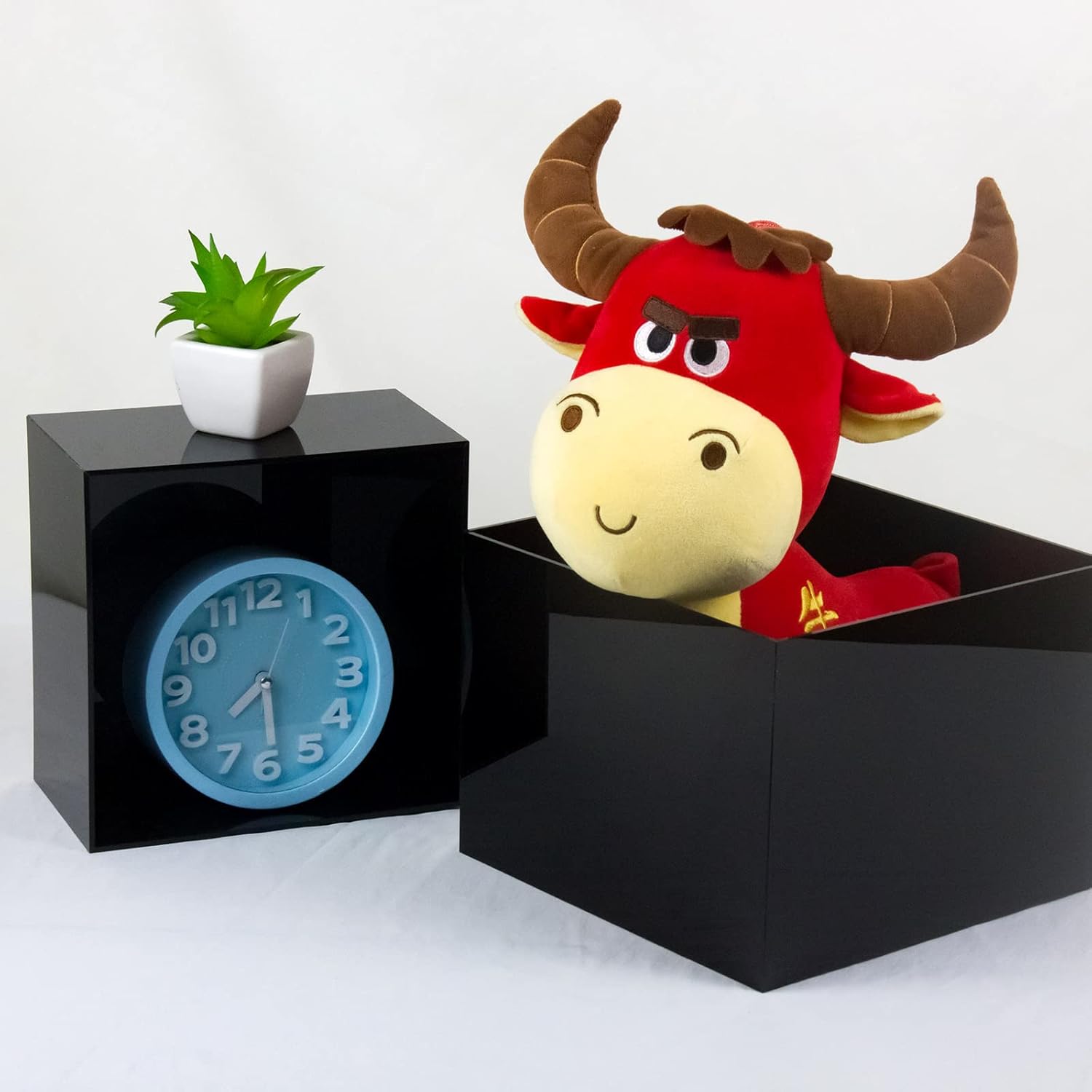 ODM Acrylic Cube Display Boxes Pedestals, Black Platform with Hollow One Open Side, Stackable Nesting Risers Stands Shelf for Collectibles Custom Logo Service