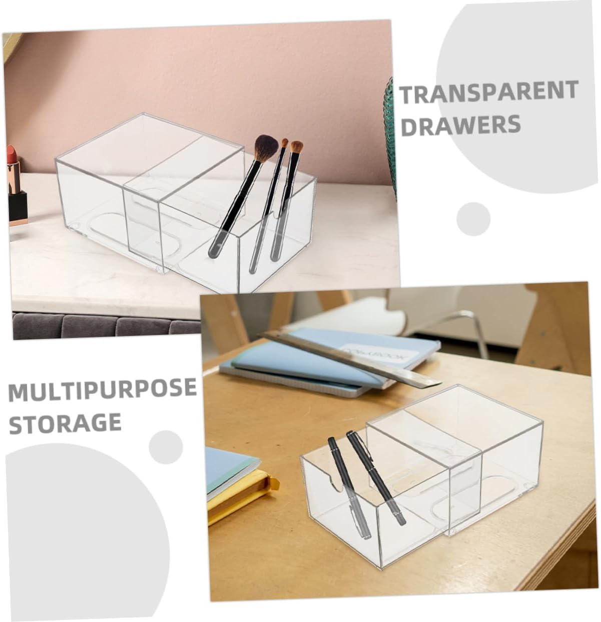 Private Label Stackable Clear Acrylic Makeup Organizer Drawer Transparent Cosmetic Storage Box for Vanity Bathroom Facial Tissue Organizer with Elegant Design Custom Logo Service