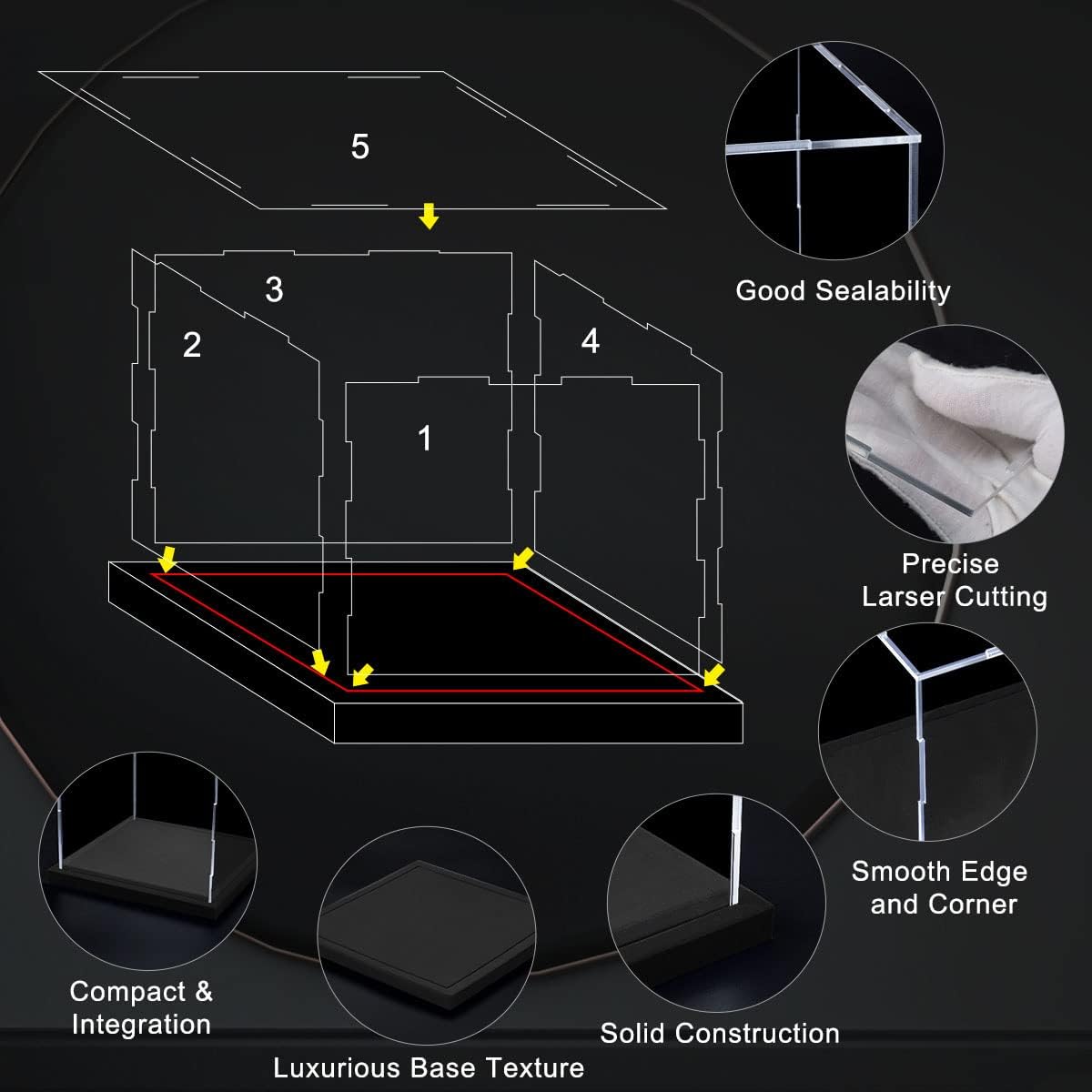 Wholesale OEM ODM SVENJBB Acrylic Display Case, 10x10x10 Inch Cube Acrylic Boxes for Display, Clear Display Cases with Matte Black Base and Lid for Collectibles and Figures Factory & Supplier