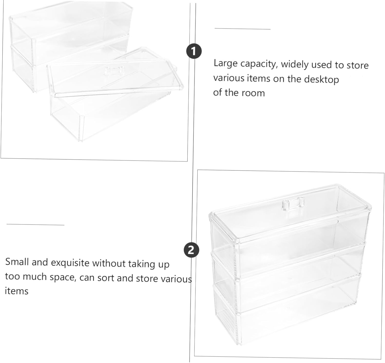 Private Label 1Pc Acrylic Makeup Storage Box Multi Function Desktop Organizer with Lid Durable Easy to Clean Sundries Holder for Cosmetics Skincare and Accessories Stylish Space Saving Custom Logo Service