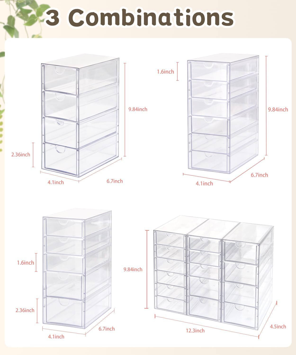 Private Label Clear Acrylic Organizer with Drawers | 15-Drawer Desktop Unit | Makeup & Desk Organization and Storage Box for Office, Craft, Vanity Table, Bathroom, Home Essentials Custom Logo Service