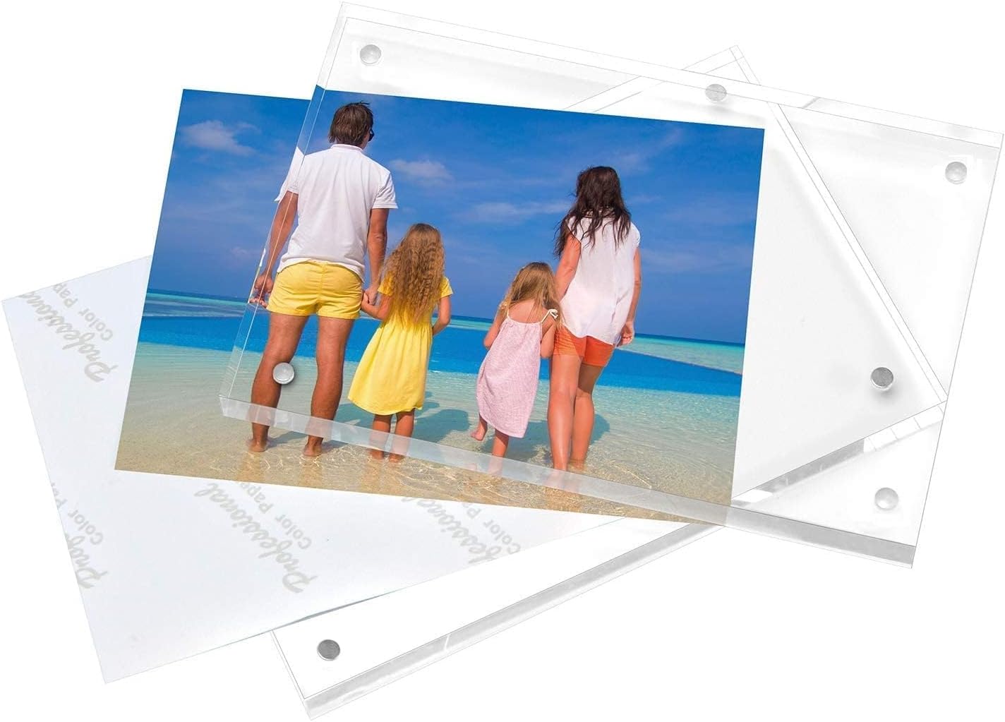 ODM Meetu 5 Pack Acrylic Picture Frame 6x8,Clear Freestanding Double Sided 20mm Thickness Frameless Magnetic Photo Frames Desktop Display with Gift Box Package Custom Mold Development