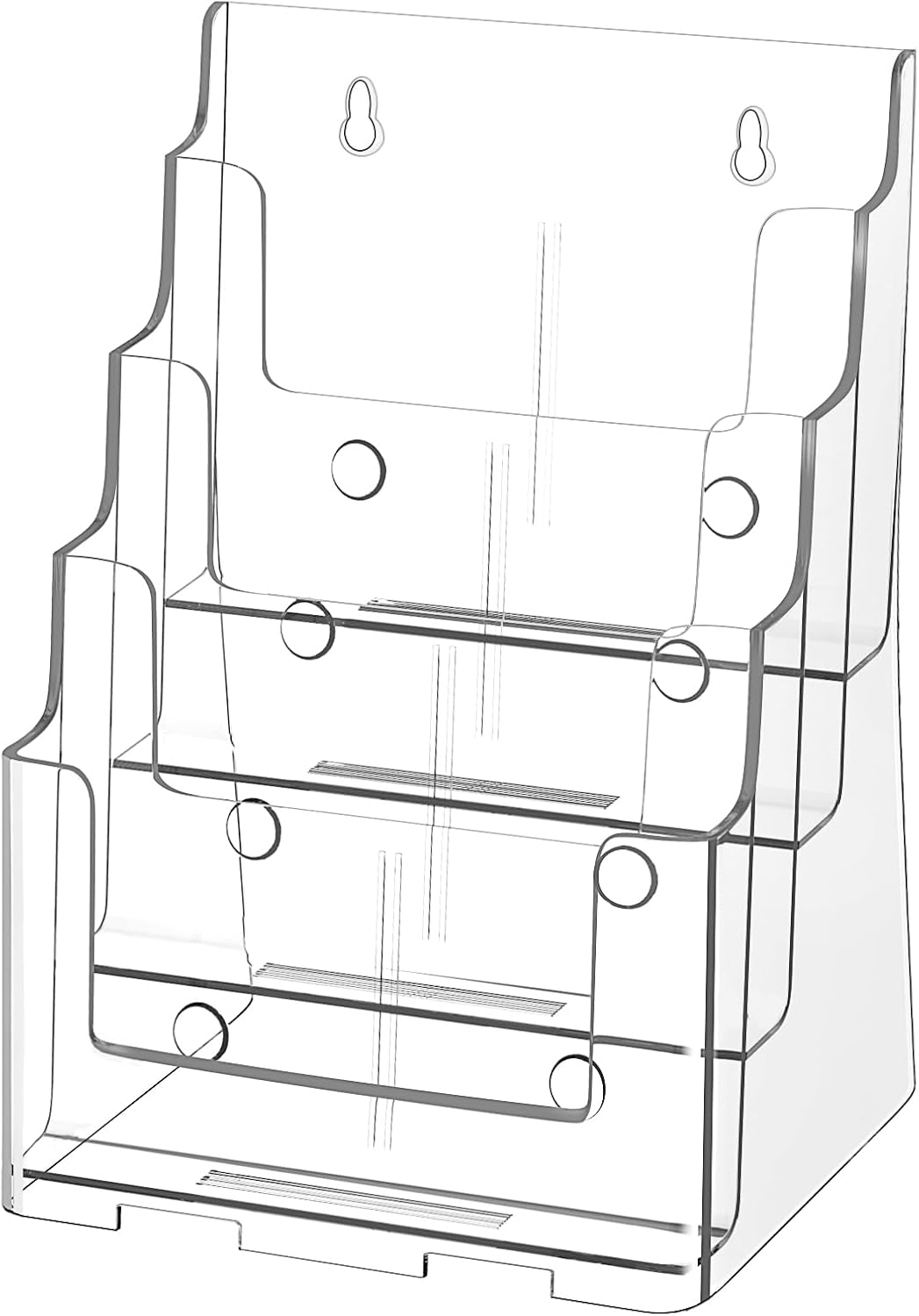 Acrylic Brochure Holder 8.5 x 11 inch Brochure Display Stand, Magazine Holder 4 Tier Pamphlet Holder with Removable Divider for 4 x 9 inch Brochures for Wall Mount or Desktop