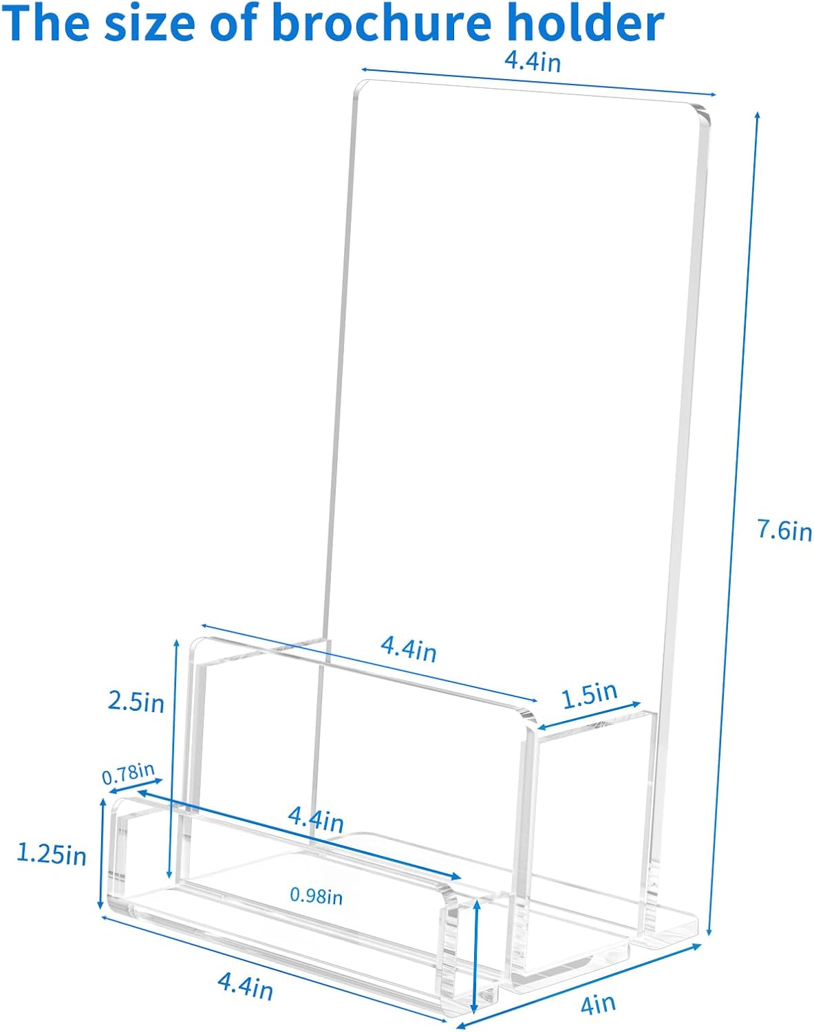 Wholesale NIUBEE 2-Pack Acrylic Brochure Holder 4‘’ , Clear Brochure Display Stand with Acrylic Business Card Holder, Plastic Flyer Display Stand for Magazine, Pamphlet, Booklets, Menu, Journals, Business Card China Factory Bulk Supply