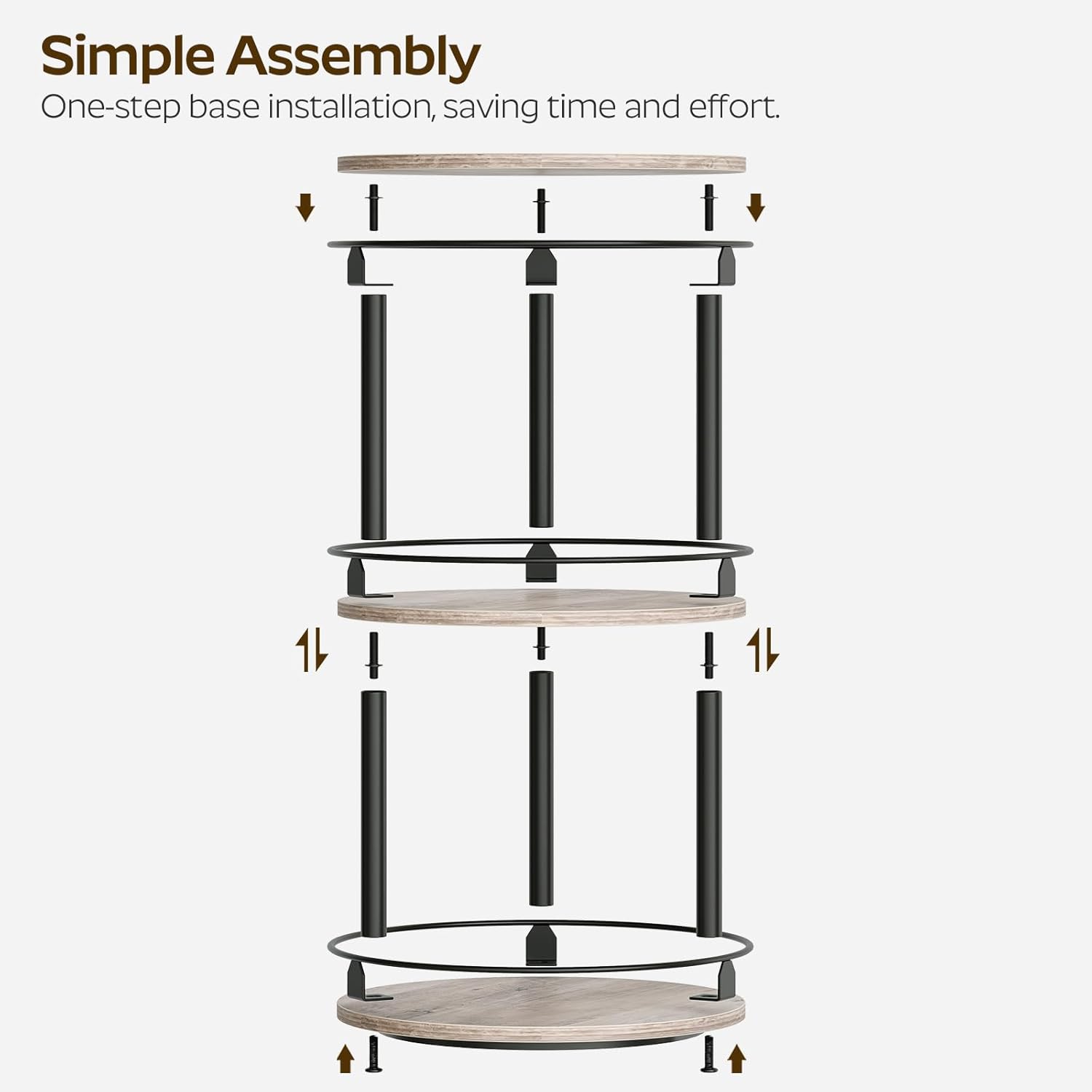 Private Label 3-Tier Lazy Susan Organizer, Rotating Spice Rack, Spinning Organizer, Industrial Turntable Spice Rack Organizer for Cabinet, Kitchen Countertop, Greige and Black SR23BG Dropshipping Friendly