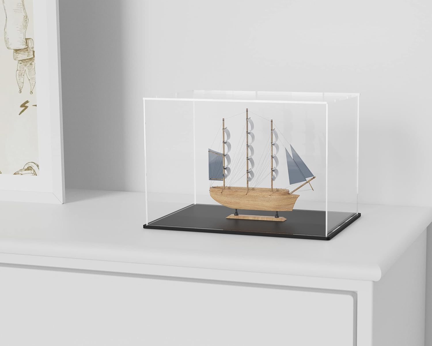 Wholesale OEM ODM Acrylic Box with Matte Black Base, Simple Self-Assembly Clear Acrylic Display Case, Cube Dustproof Showcase with Lid for Collectibles, Toys and Jewelry (10x5x5 inch) Factory & Supplier