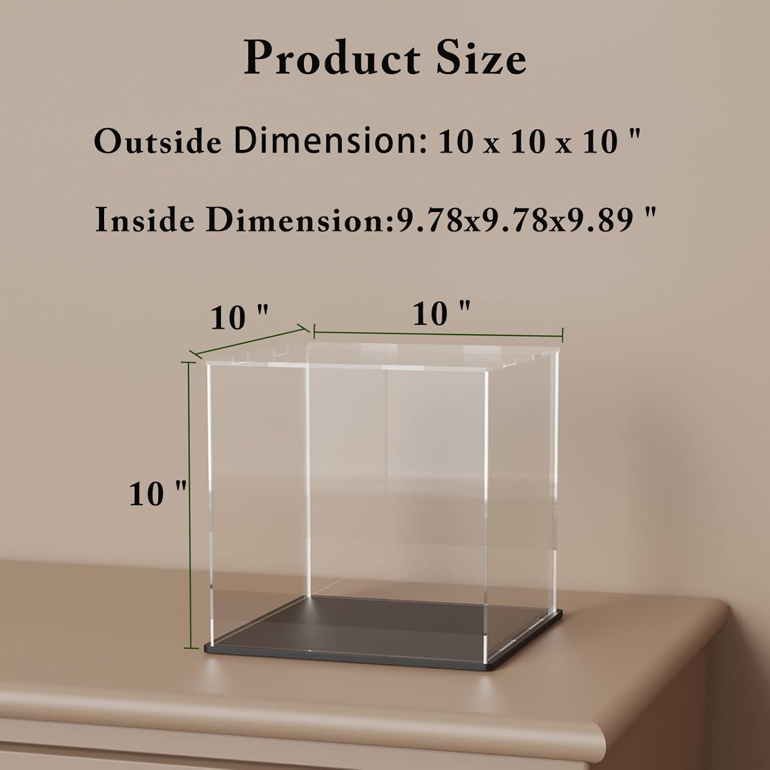 Wholesale OEM ODM SVENJBB Acrylic Display Case, 10x10x10 Inch Cube Acrylic Boxes for Display, Clear Display Cases with Matte Black Base and Lid for Collectibles and Figures Factory & Supplier