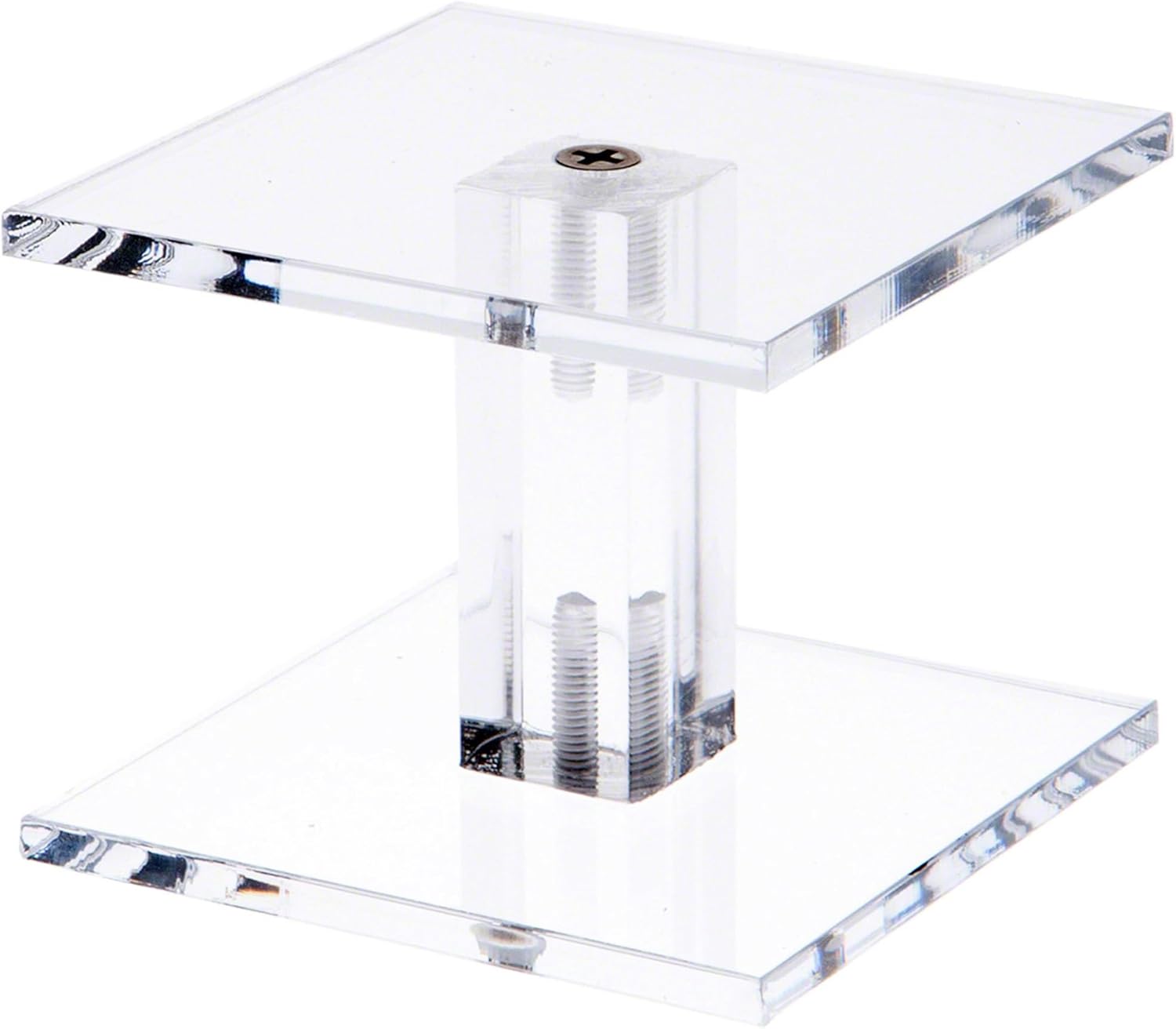 Plymor Clear Acrylic Square Barbell Pedestal Display Riser, 2.25" H x 3" W x 3" D (3/16" Thick)