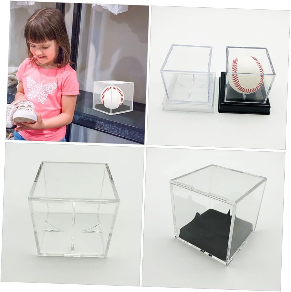 ODM 2Pcs Baseball Display Case Acrylic Durable Baseball Storage Box for Home and Shop UV Protected Baseball Holder for Memorabilia and Collectibles Custom Logo Service