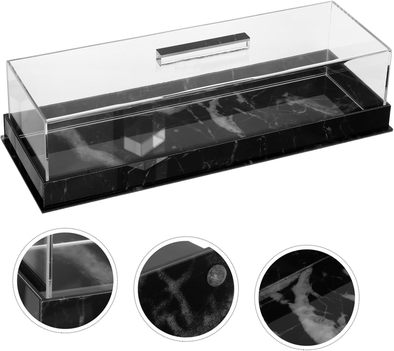 Wholesale OEM ODM Healifty Rectangular Marble Cake Tray with Cover Elegant Dessert Stand for Parties Home Use Birthdays Easy to Clean Acrylic Display Holder for Cakes Pastries Factory & Supplier