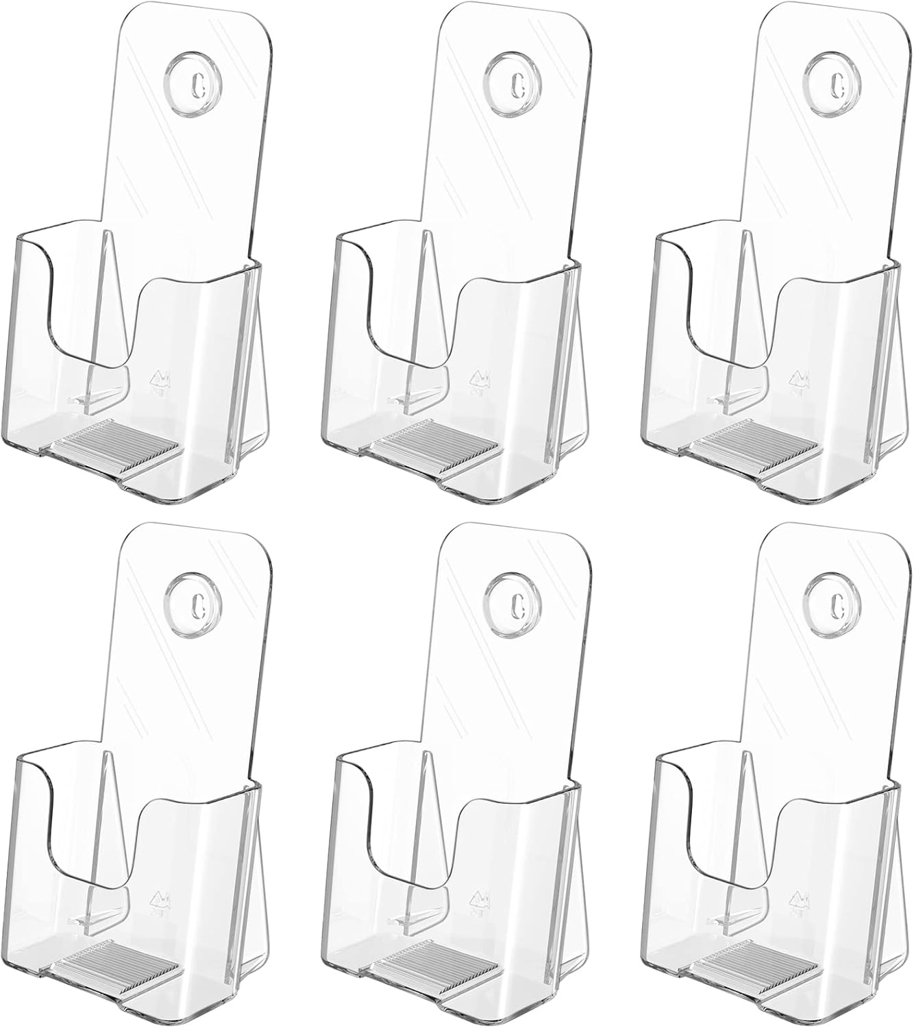 MaxGear 6 Pack Acrylic Brochure Holder, Trifold 4 inches Wide Plastic Literature Holder For Pamphlets, Flyers, Rack Cards, Wall Mount Clear Countertop Organizer Display Stand, Office or Home Use