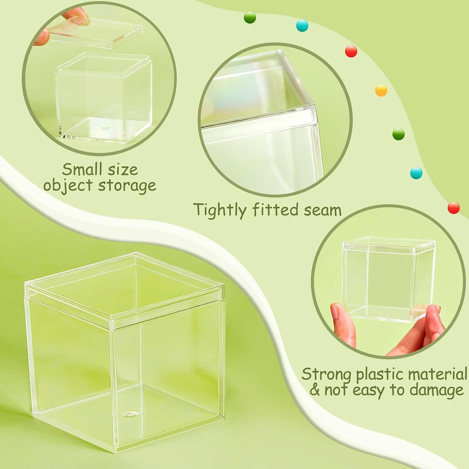 ODM Blulu 8 Pieces Clear Acrylic Plastic Jewelry Box Mini Storage Box Mini Cube Containers with Lids for Candy Pill and Tiny Jewelry(Square,2.6 x 2.6 x 2.6 Inch) Custom Logo Service