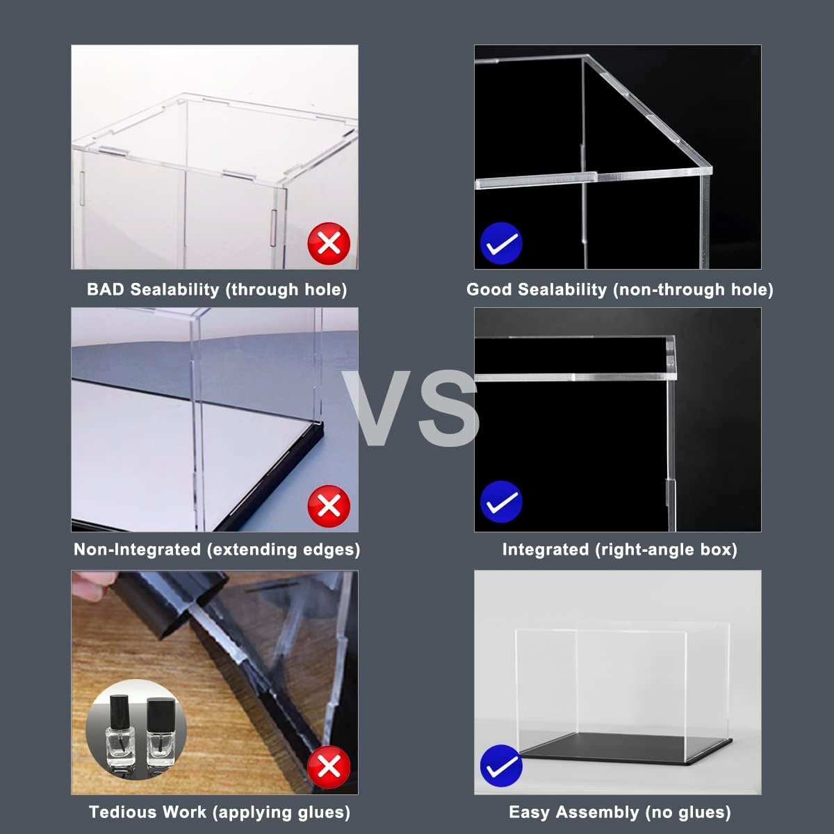 Wholesale OEM ODM Display Case with Black Acrylic Base for Collectibles, Box with Lid, Cute Stand for Action Figures [10x5x5 inch] Factory & Supplier