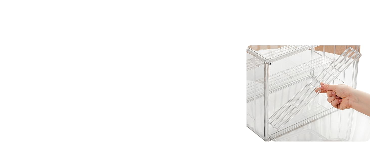 Acrylic Display Case,3 Layer Clear Display Case Adjustable Display Box Stand with 2 Movable Dividers