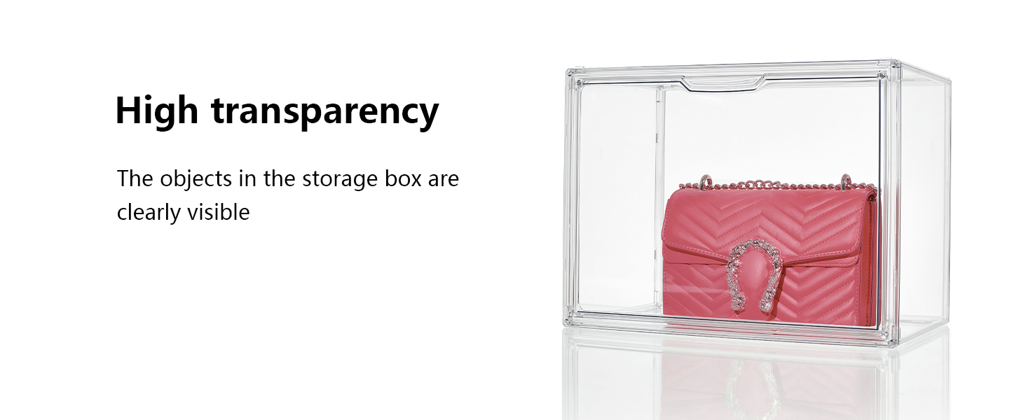 storage bins lid purse organizers closet Clear Acrylic Display Case Magnetic Door Stackable