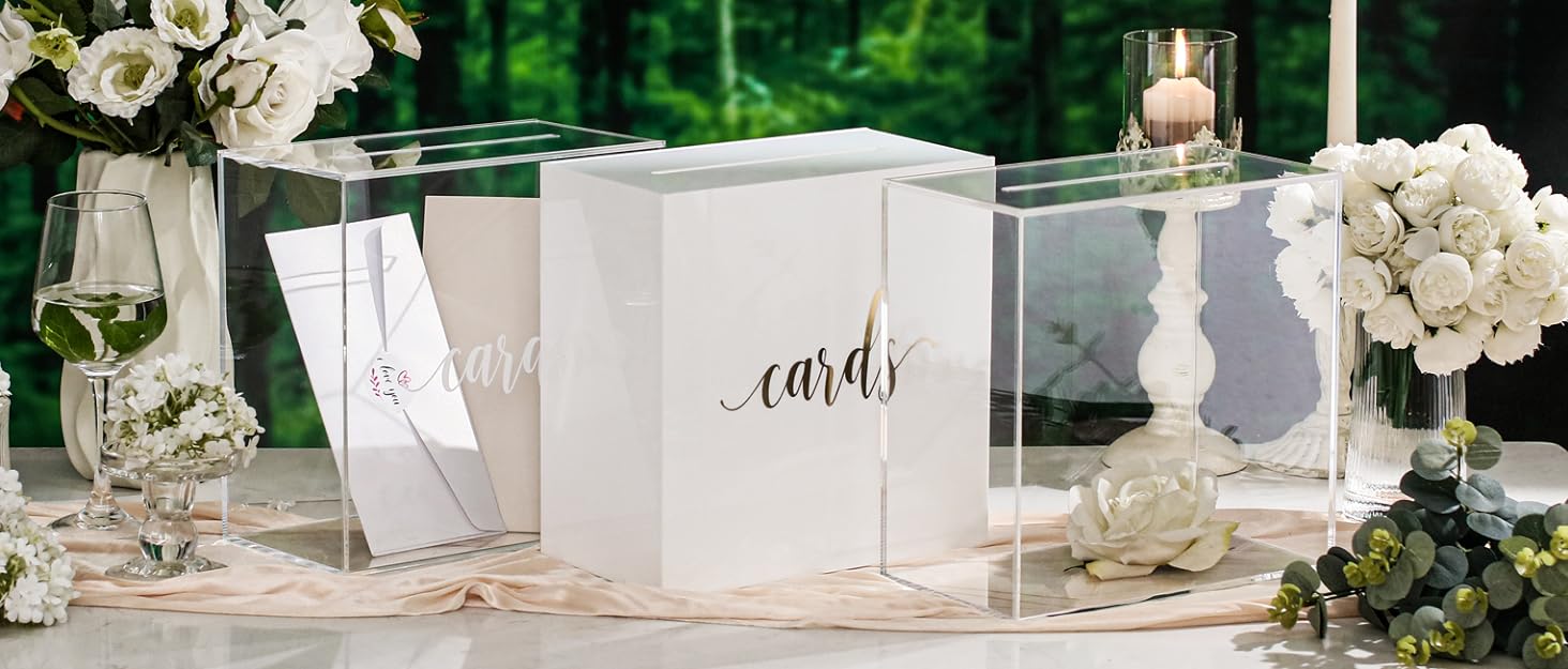 ODM UNIQOOO Clear Acrylic Card Box w/Slot, Thick DIY Wedding Box Blank White Print, Large 10x10x5.5 in, for Reception Decoration Fundraiser Money Box Election Ballot Graduation Keepsake Party Favor Custom Mold Development