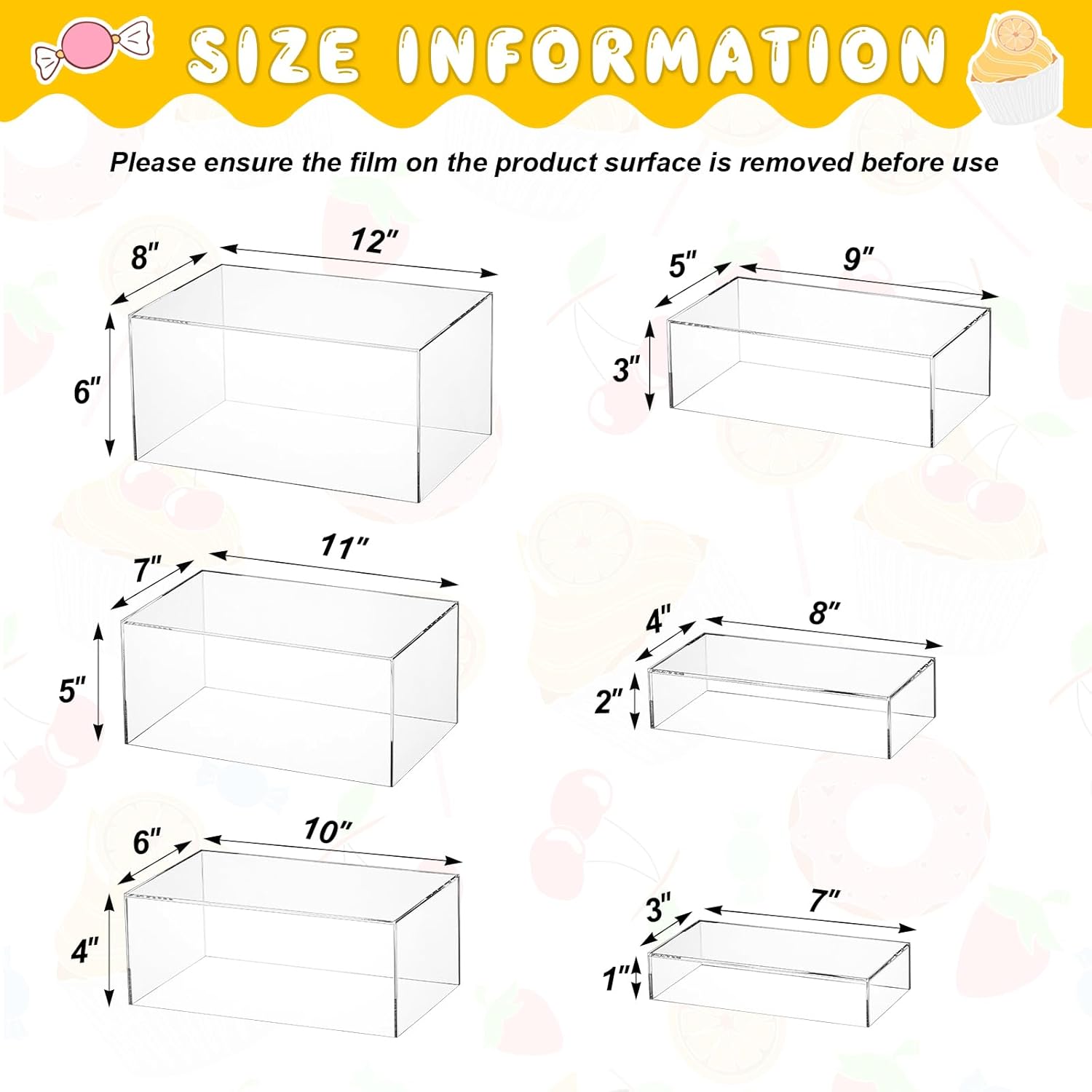 Wholesale OEM ODM Leinuosen 6 Pcs Food Risers for Buffet Table Large Buffet Risers Acrylic Display Box Acrylic Cube Display Stands for Dessert Catering Supplies(Clear,7''x3'',8''x4'',9''x5'',10''x6'',11''x7'',12''x8'') Factory & Supplier