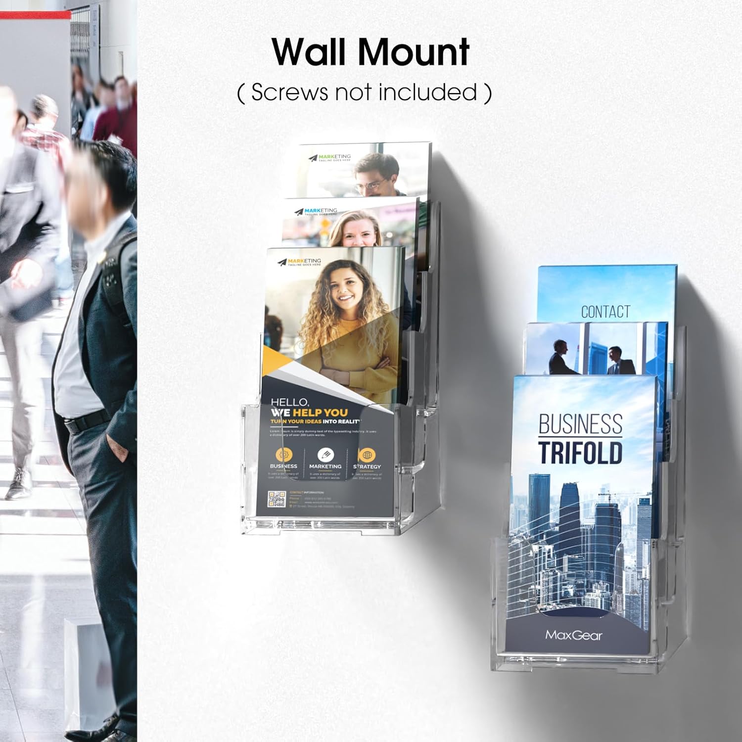 Wholesale MaxGear Acrylic Brochure Holder, 4 Inch Wide 3 Tier Literature Display Stand, Clear Premium Acrylic Pamphlet Holder, Multi Pocket Wall Mount or Countertop Organizer, Office or Home Use, 2 Pack China Factory Bulk Supply