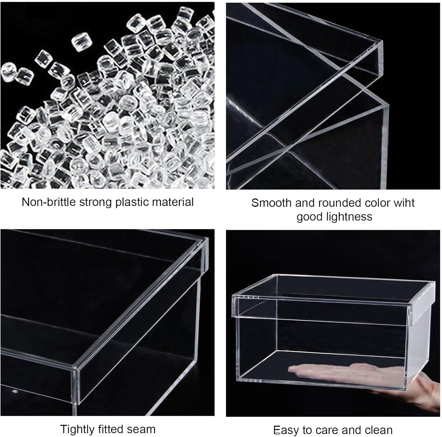Private Label dedoot Large Clear Acrylic Box with Lid, 7.92x7.92x3.93 inches Clear Plastic Box for Organize, Acrylic Cube Storage Container Drawer Organizer for Vanity Jewelry Accessories, Small Items Custom Logo Service