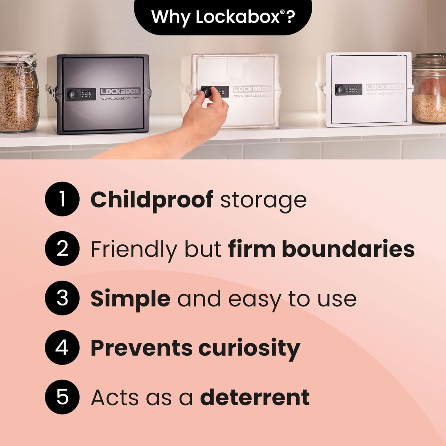 Private Label Lockabox One™ | Premium Lock Box | 10 Litre Combination Lock Box For Food, Medicine & Home Safety | External Size 12 x 8 x 6.6 inches (Crystal) Custom Mold Development