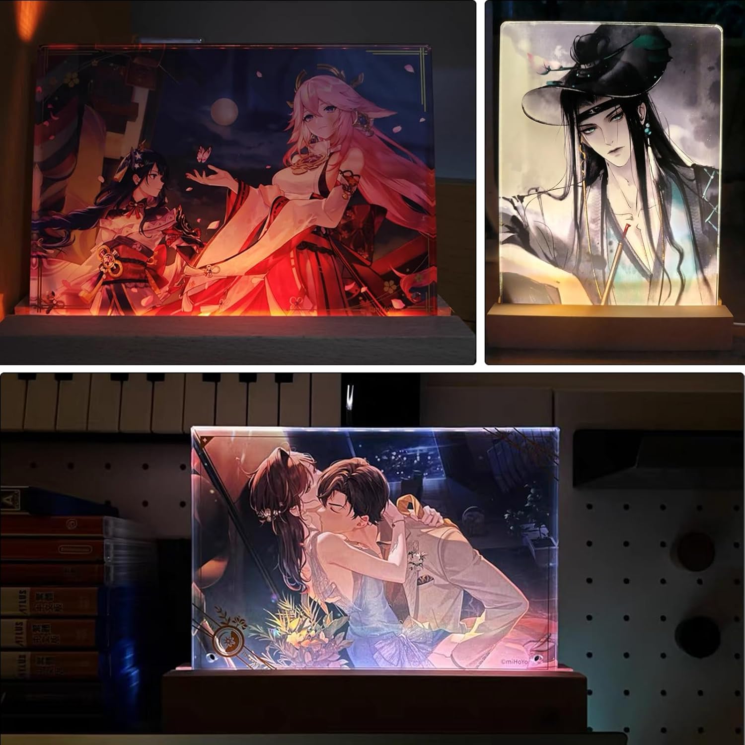 Private Label 2PCS 11.81 Inch Rectangle Display Pedestal, Led Lights Display Base, Wooden Lighted Base Stand for Acrylic and Plexiglass, Night LED Light Lamp Base with USB Switch (11.81 inch - Colorful) OEM Wholesale Manufacturer