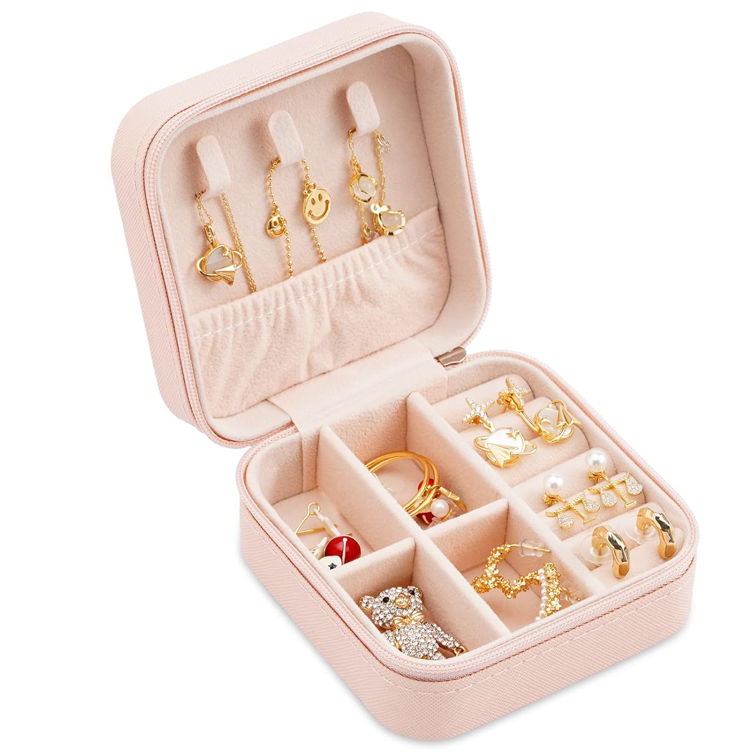 Direct Manufacturer Portable Travel Mini Jewelry Box Leather Jewellery Ring Organizer Case Storage Gift Box Girls Women (pink). Low MOQ