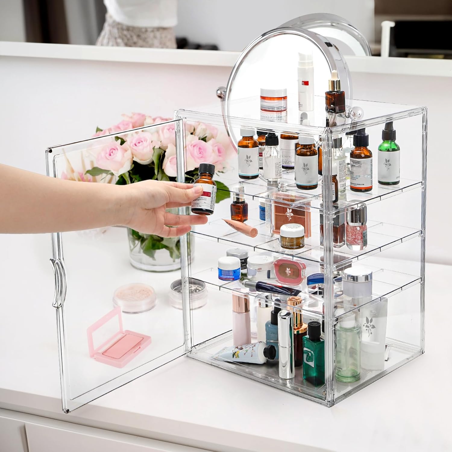 Wholesale OEM ODM 14" Clear Bread Box, 4 Tier Bakery Display Case, Bread Holder for Kitchen Counter, Pastry Bread Storage Organizer with Magnetic Door for Homemade Bread, Bagel, Muffins, Cupcake, Collectible Factory & Supplier