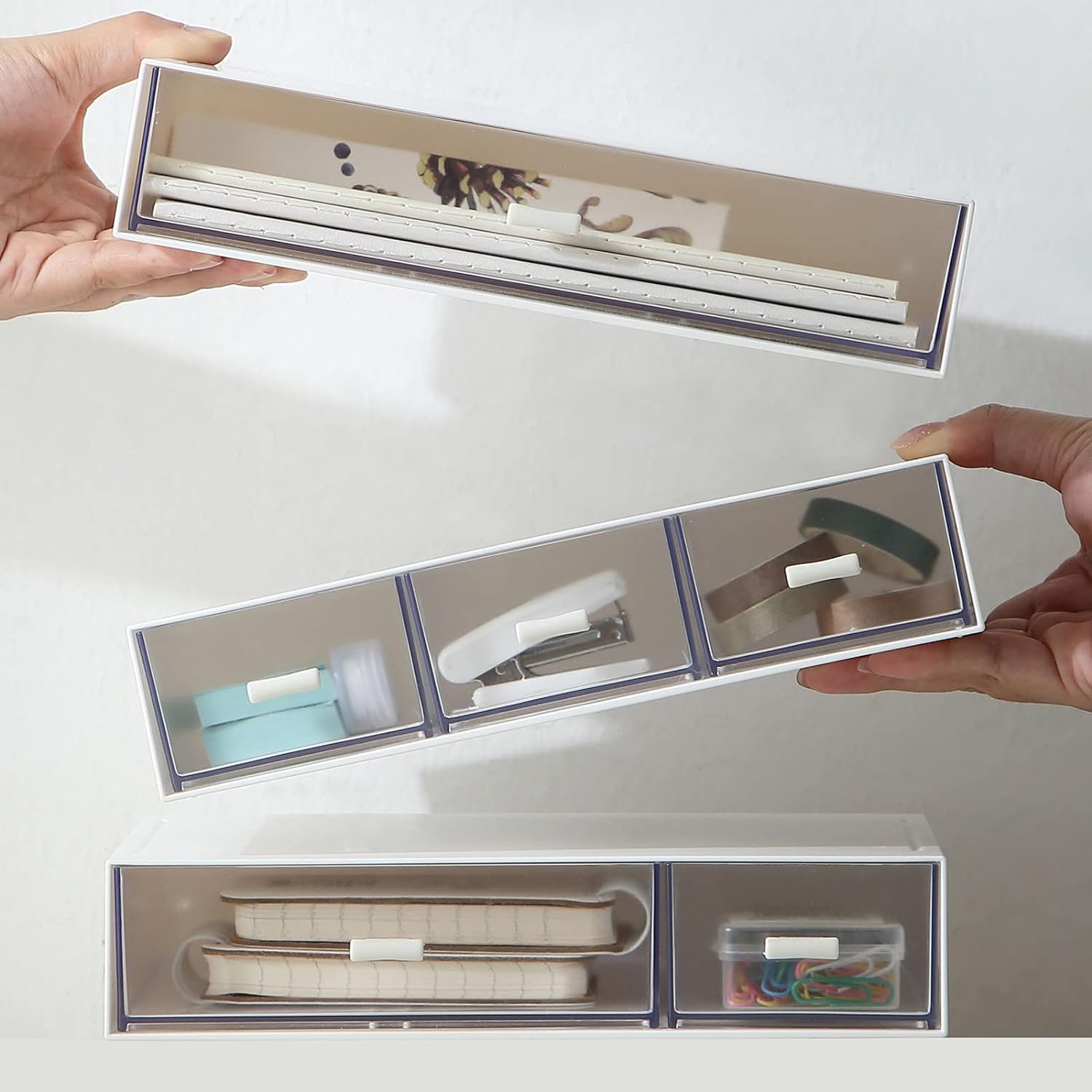 Private Label Desk Organizer with 6 Drawers, Makeup Organizer, Plastic Cosmetic Organizer, Bathroom Organization Boxes, Desktop Storage Box(White) Custom Logo Service