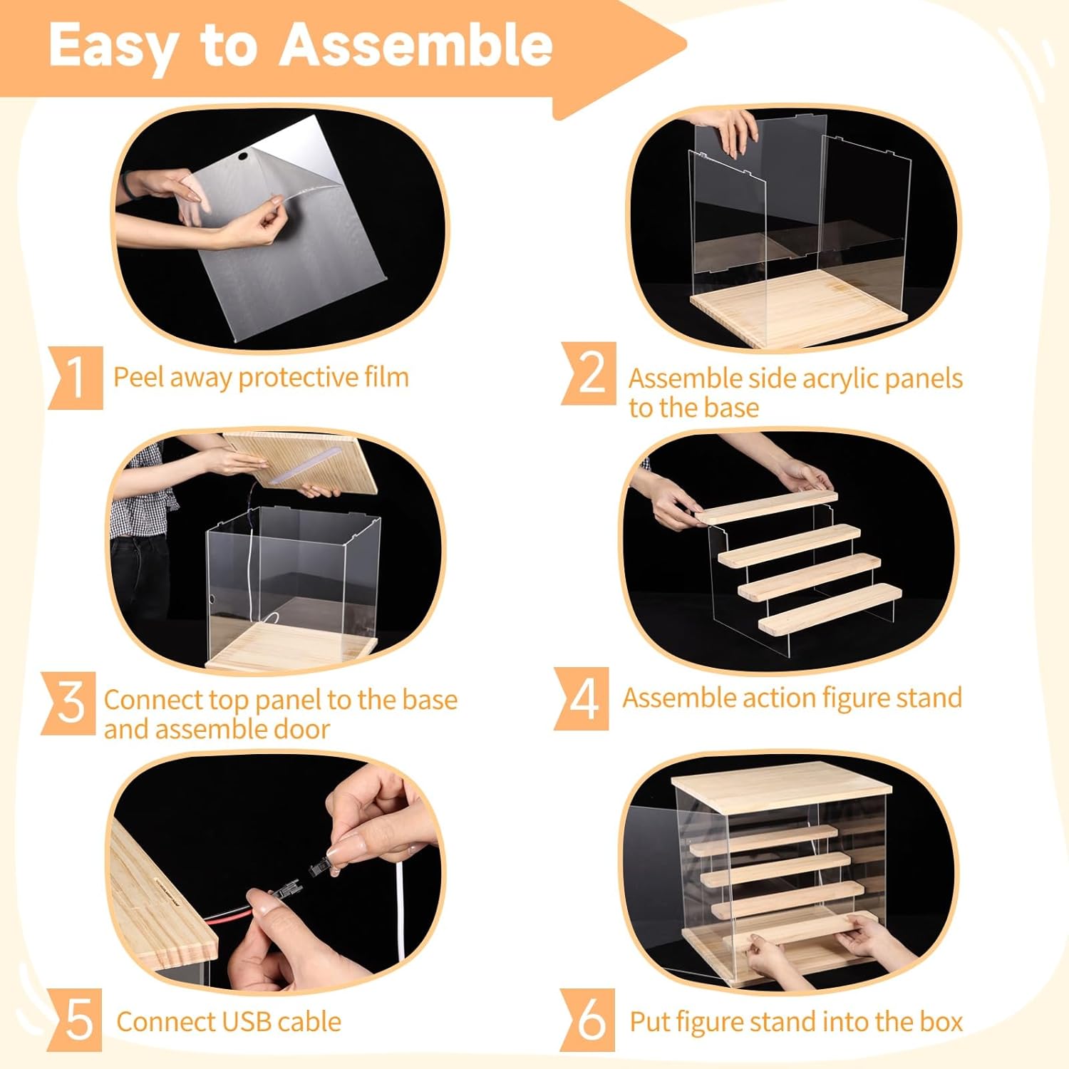 Private Label Led Acrylic Figures Display Case - Clear Action Figurine Lighted Display Case with Light for Figures Display Box Stand, Dustproof Protection Showcase Cabinet for Figurines Collection Ecommerce Ready Product