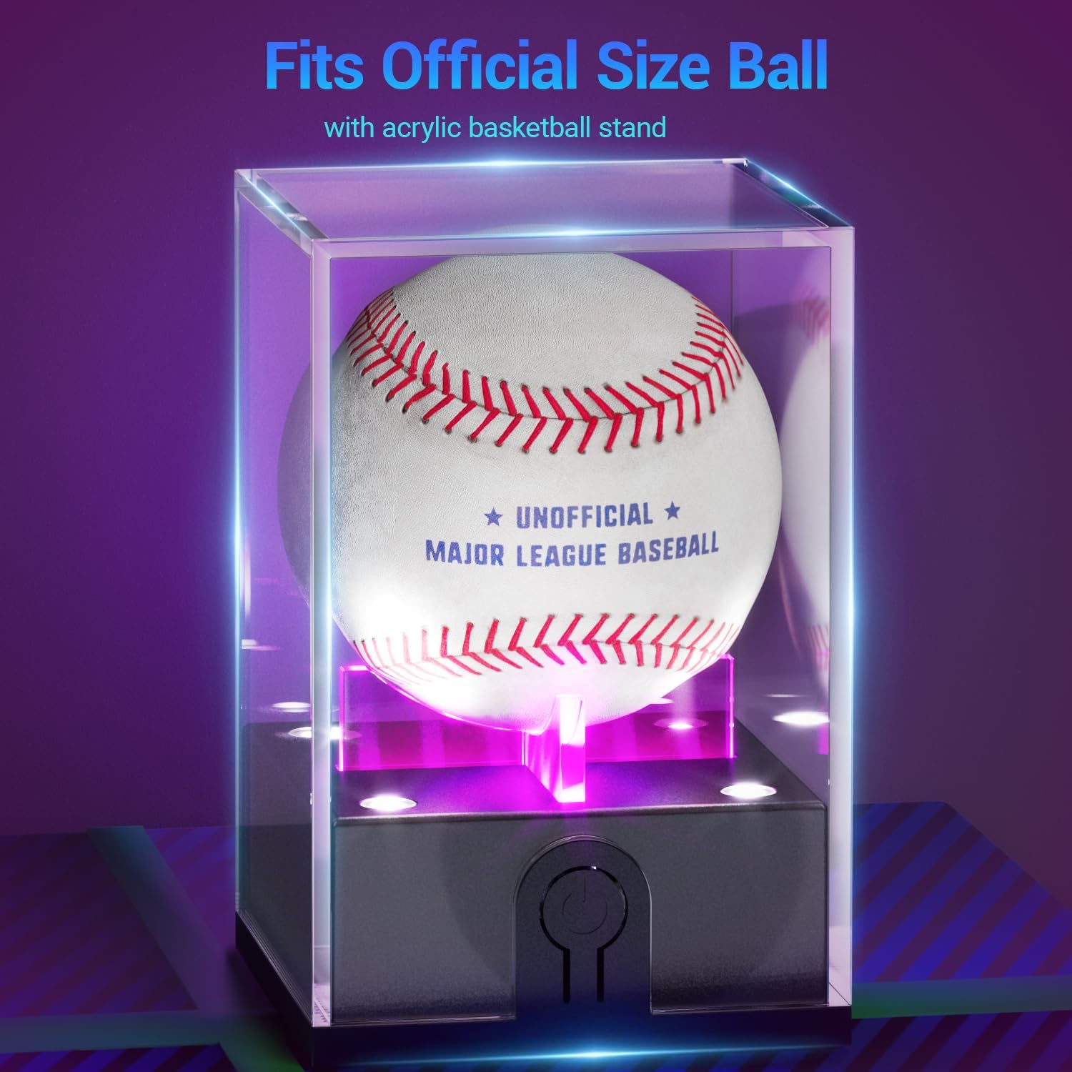 ODM Baseball Display Case with Led Light, Light up Baseball Case for Display, Acrylic Baseball Holder Display Case, UV Protected Clear Baseball Stand Baseball Cube for Memorabilia Baseball Gifts Custom Logo Service