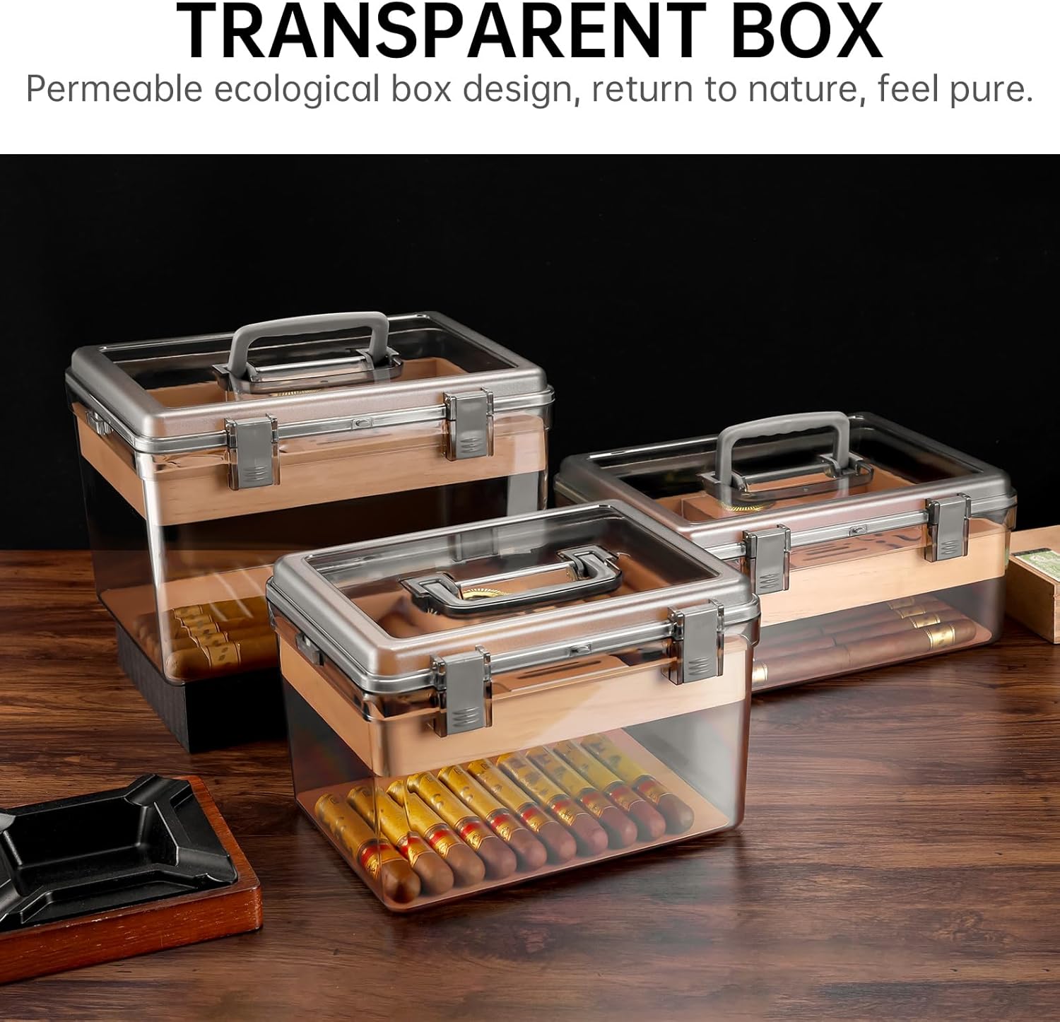 ODM Acrylic Cigar Humidor with Hygrometer and Humidifier, Cedar Wood Tray, Modern Transparent Cigar Box with Handle, Gifts for Men (Small) Custom Mold Development