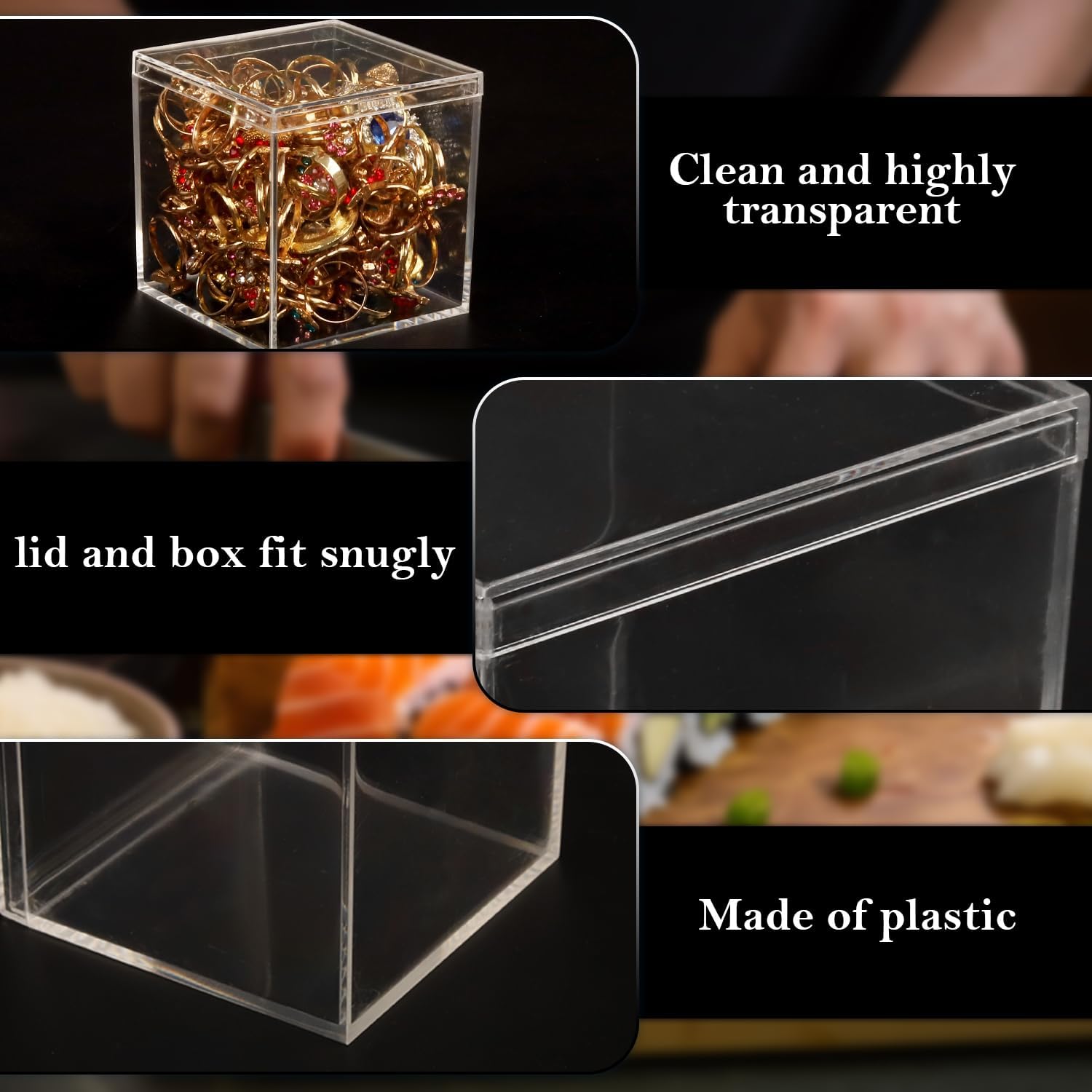 ODM Clear Plastic Square Cube,15 Pack Small Plastic Storage Box With Lid Transparent Clear Square Containers Display Boxes Gift Box With Glitter Ribbon,Storage Box with Lid for Candy(Clear, 2.6 x 2.6 IN) Custom Mold Development